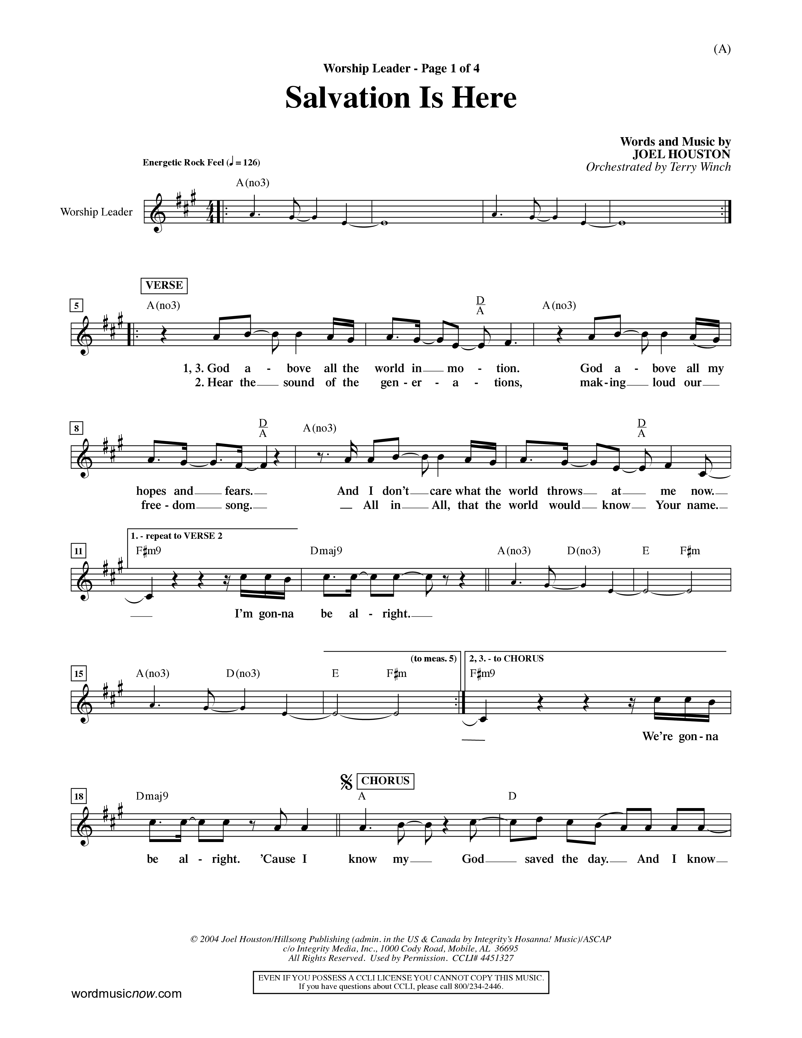 Salvation Is Here (Choral Anthem SATB) Rhythm Pack (Word Music Choral / Arr. Terry Winch)