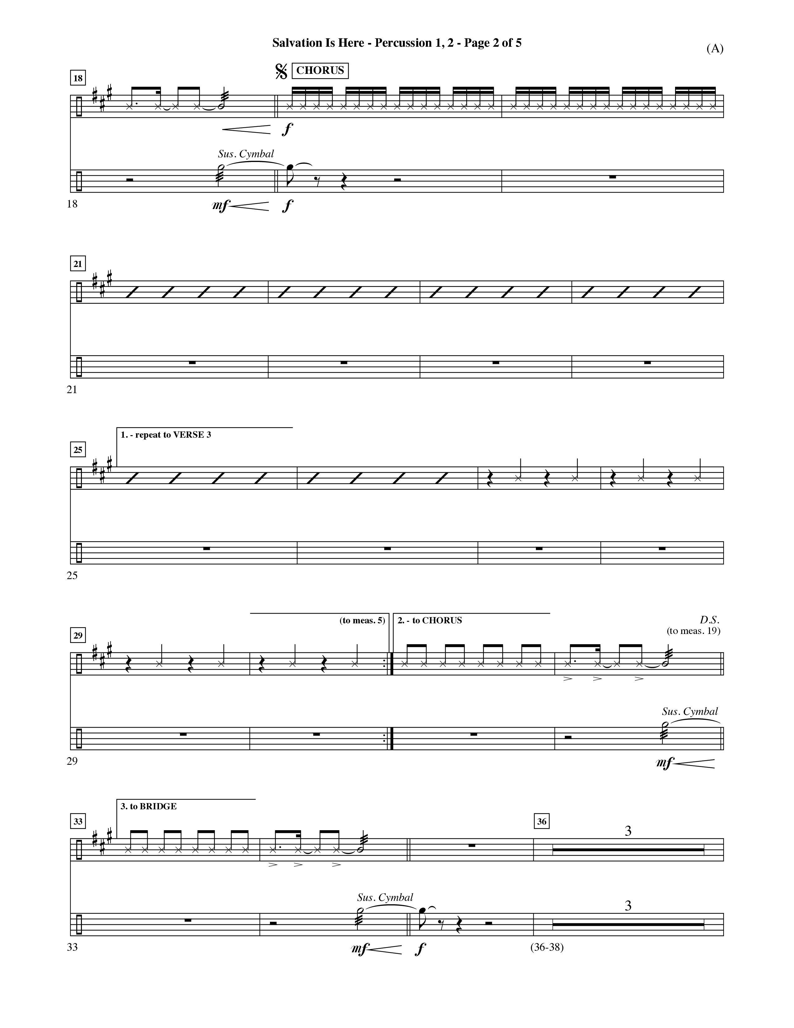 Salvation Is Here (Choral Anthem SATB) Percussion 1/2 (Word Music Choral / Arr. Terry Winch)