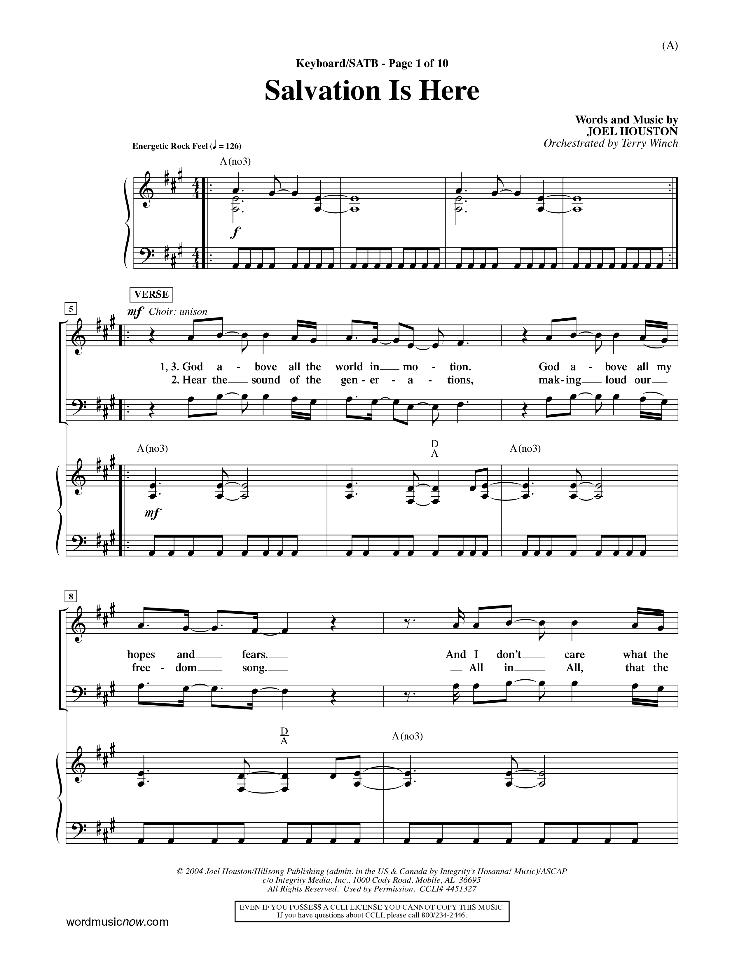 Salvation Is Here (Choral Anthem SATB) Keyboard/Vocal (SATB) (Word Music Choral / Arr. Terry Winch)