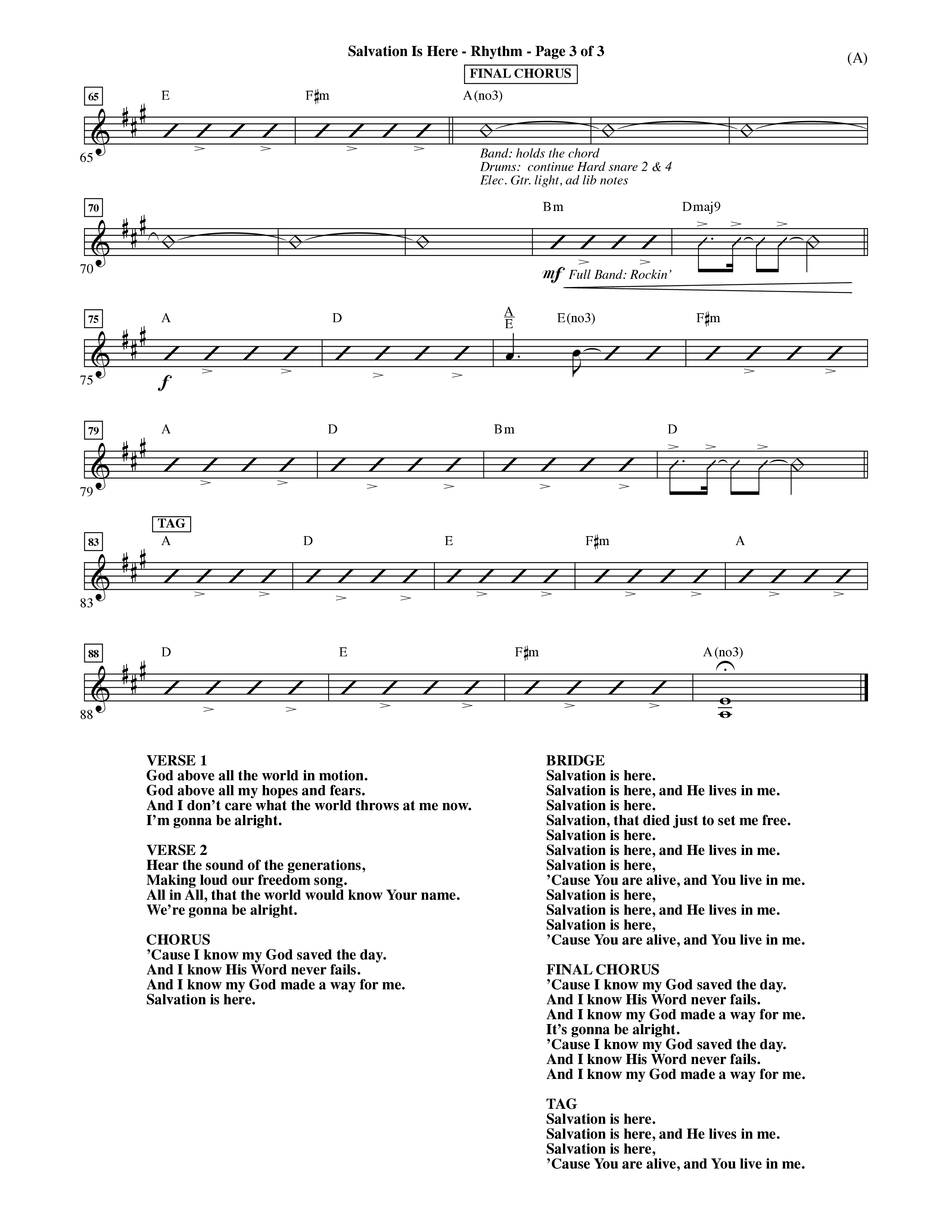 Salvation Is Here (Choral Anthem SATB) Rhythm Chart (Word Music Choral / Arr. Terry Winch)