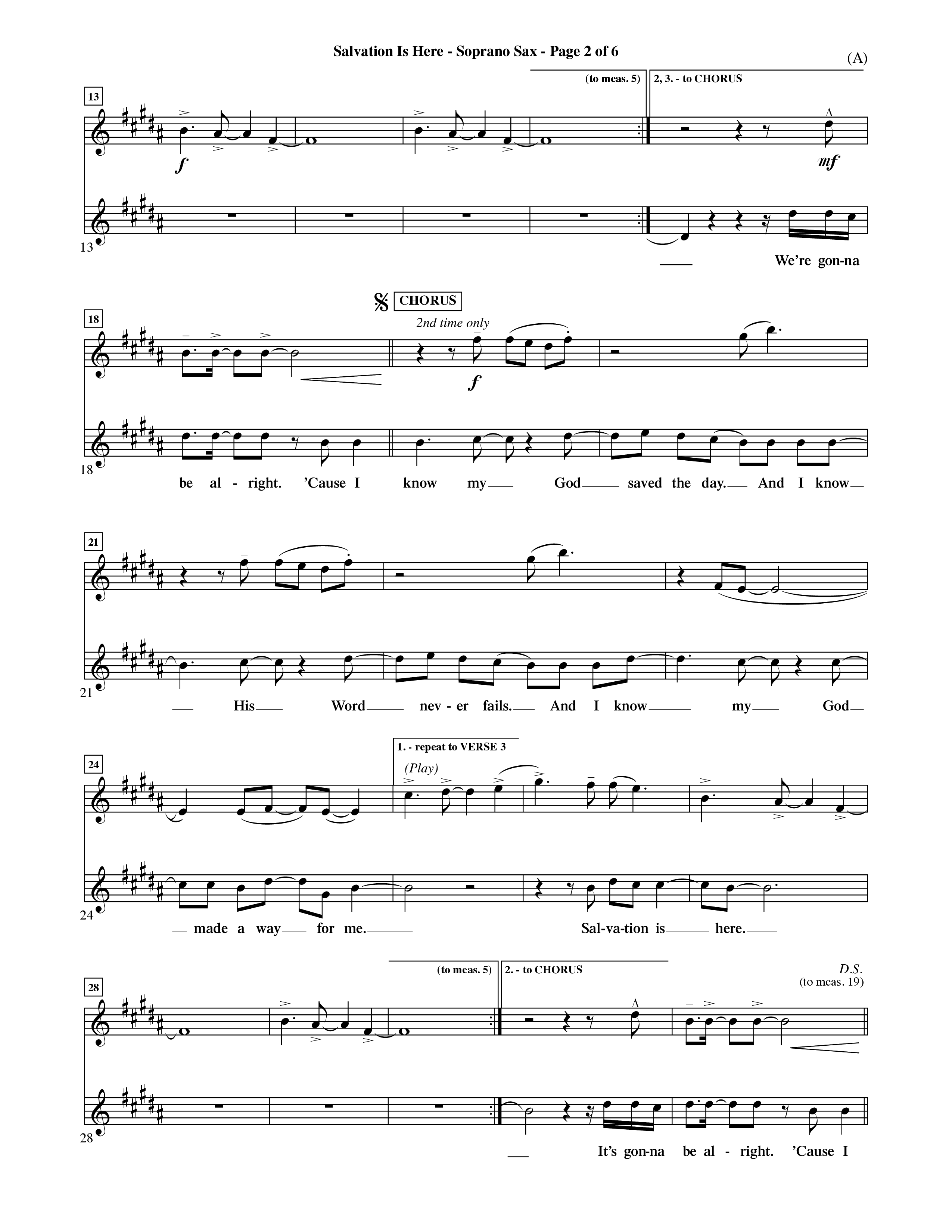 Salvation Is Here (Choral Anthem SATB) Saxophone (Word Music Choral / Arr. Terry Winch)
