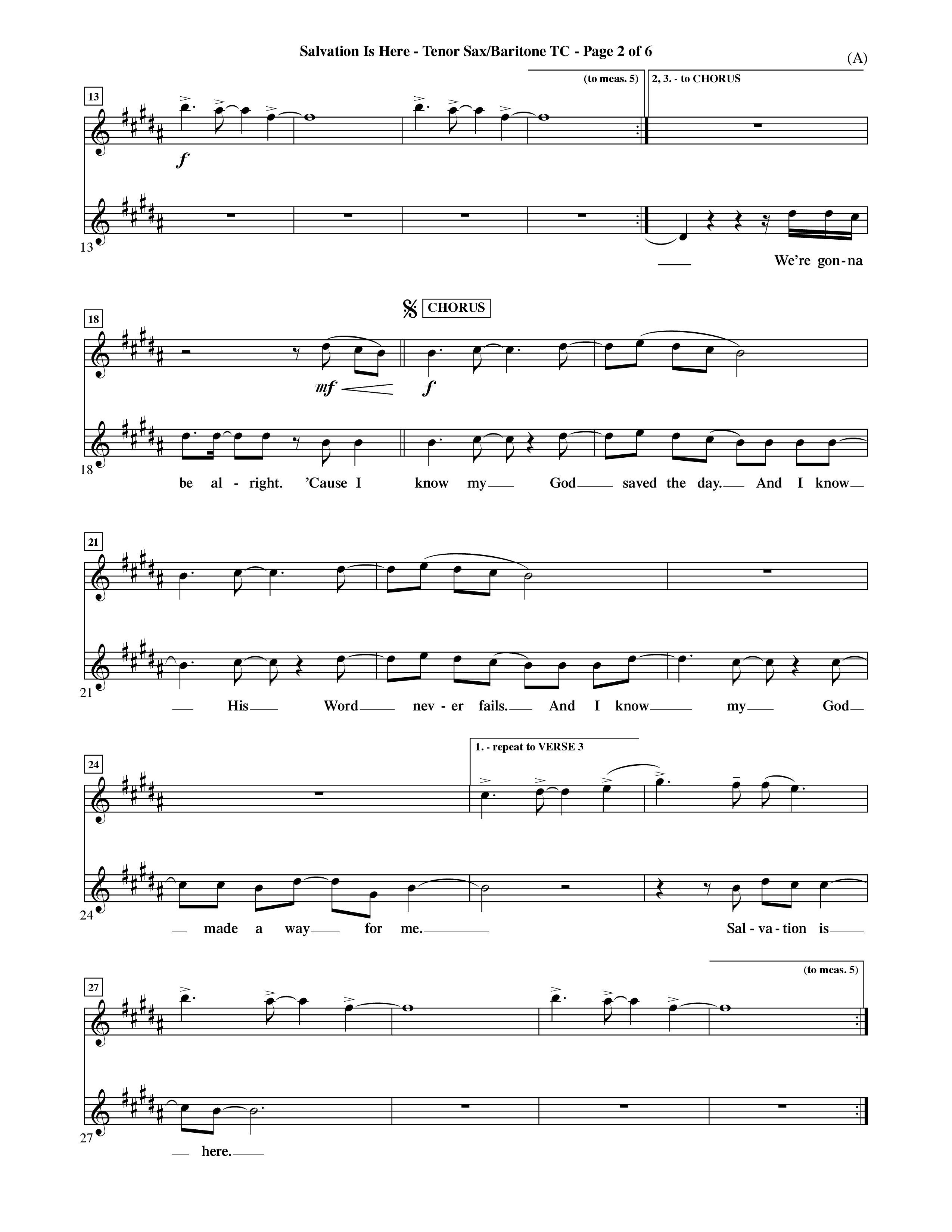 Salvation Is Here (Choral Anthem SATB) Tenor Sax/Baritone T.C. (Word Music Choral / Arr. Terry Winch)