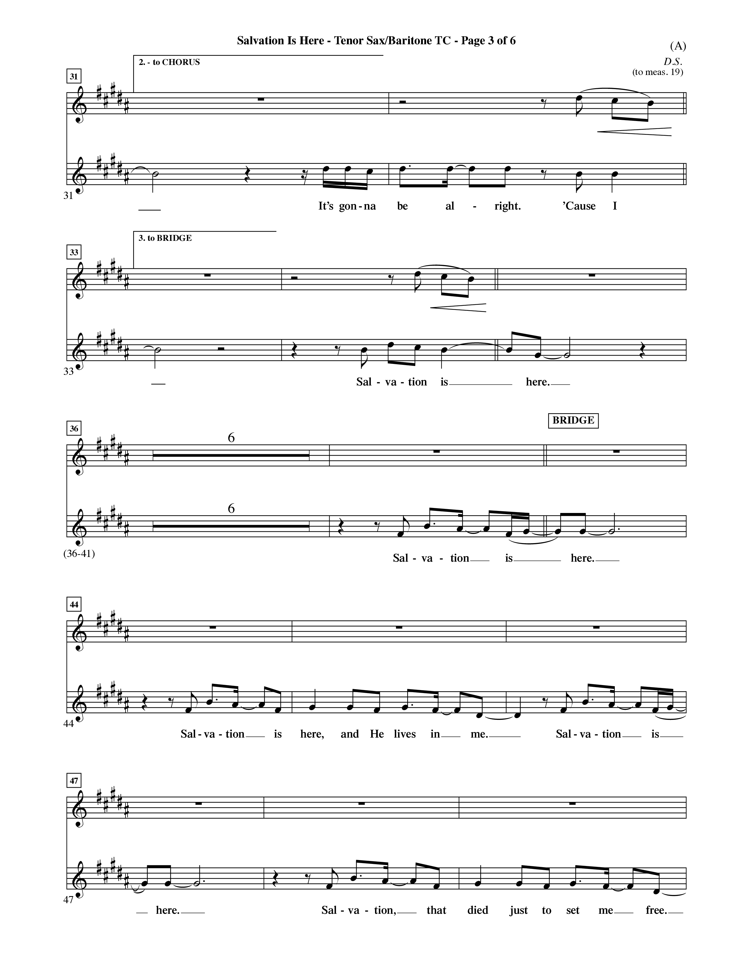 Salvation Is Here (Choral Anthem SATB) Tenor Sax/Baritone T.C. (Word Music Choral / Arr. Terry Winch)