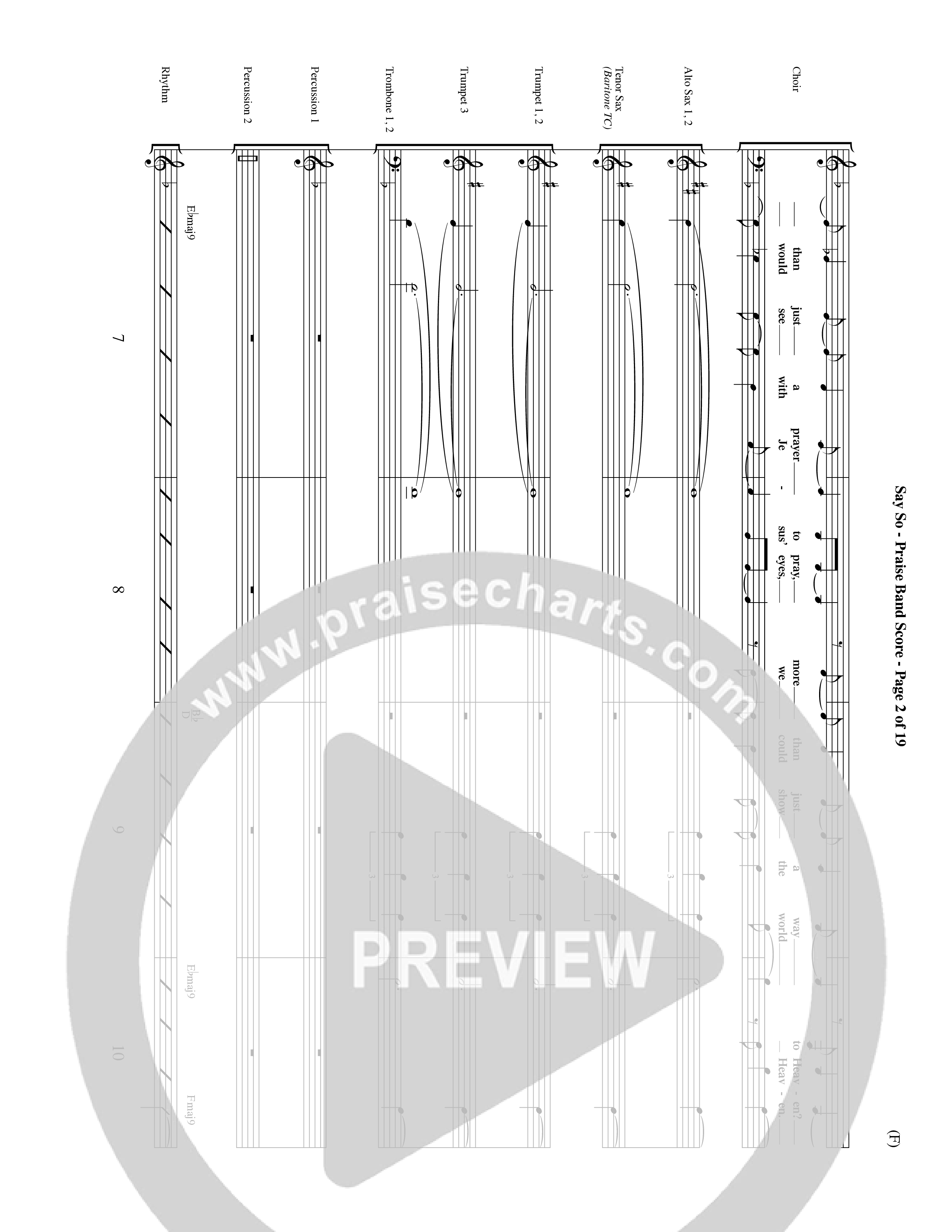 Say So (Choral Anthem SATB) PraiseBand (incl. Brass) (Word Music Choral / Arr. Dave Williamson)