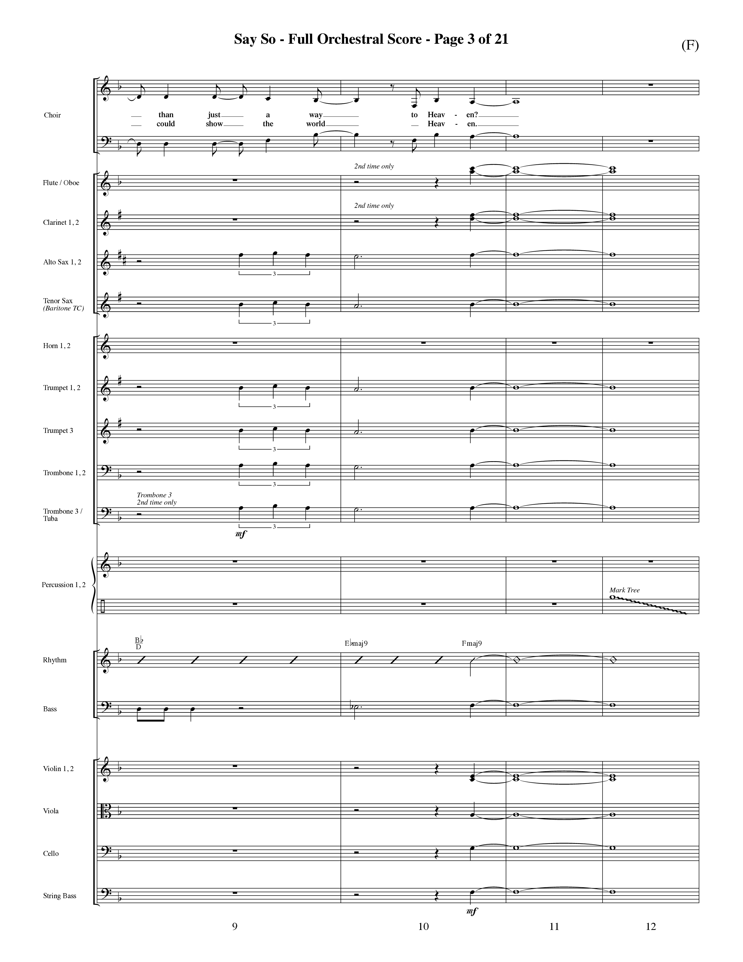 Say So (Choral Anthem SATB) Orchestration (Word Music Choral / Arr. Dave Williamson)