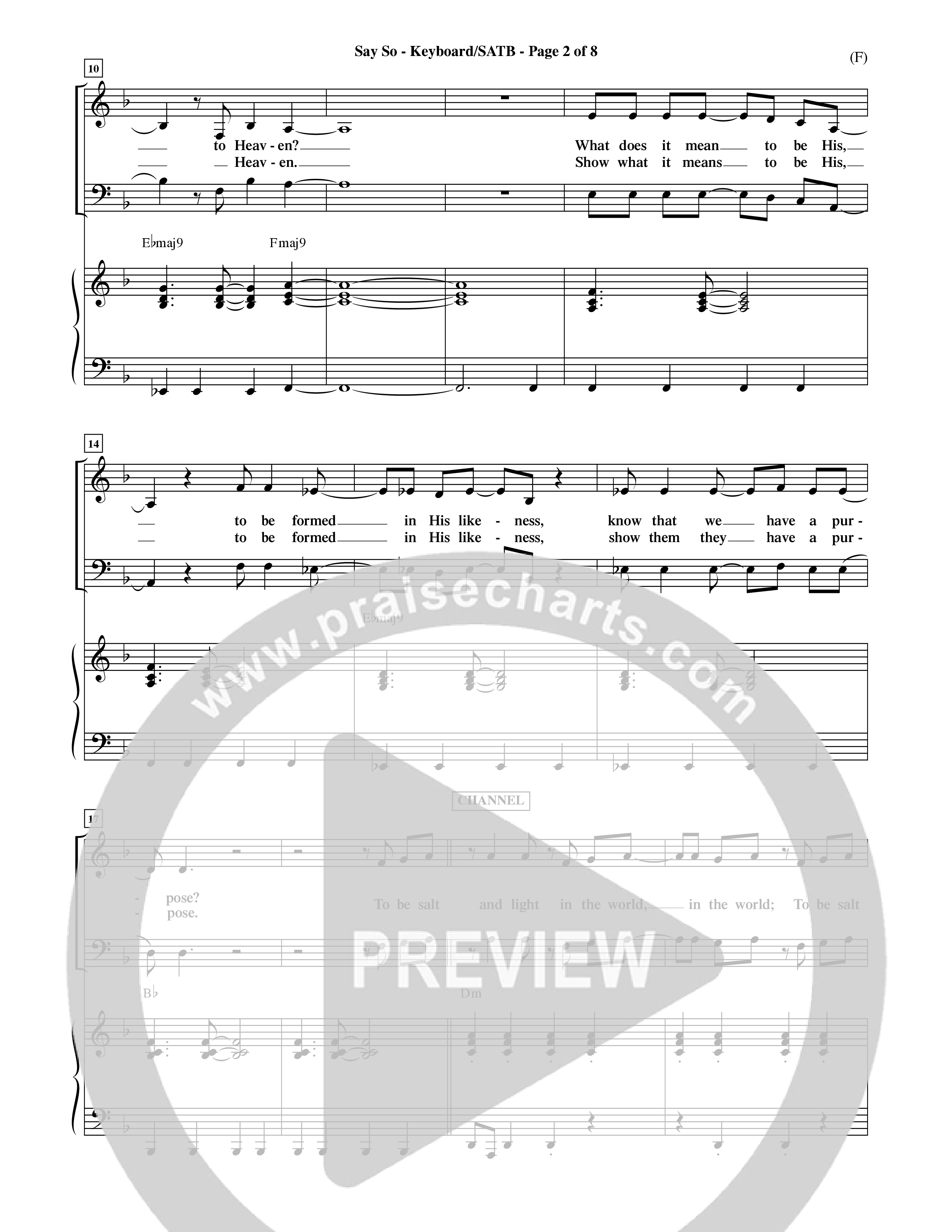Say So (Choral Anthem SATB) Keyboard/Vocal (SATB) (Word Music Choral / Arr. Dave Williamson)