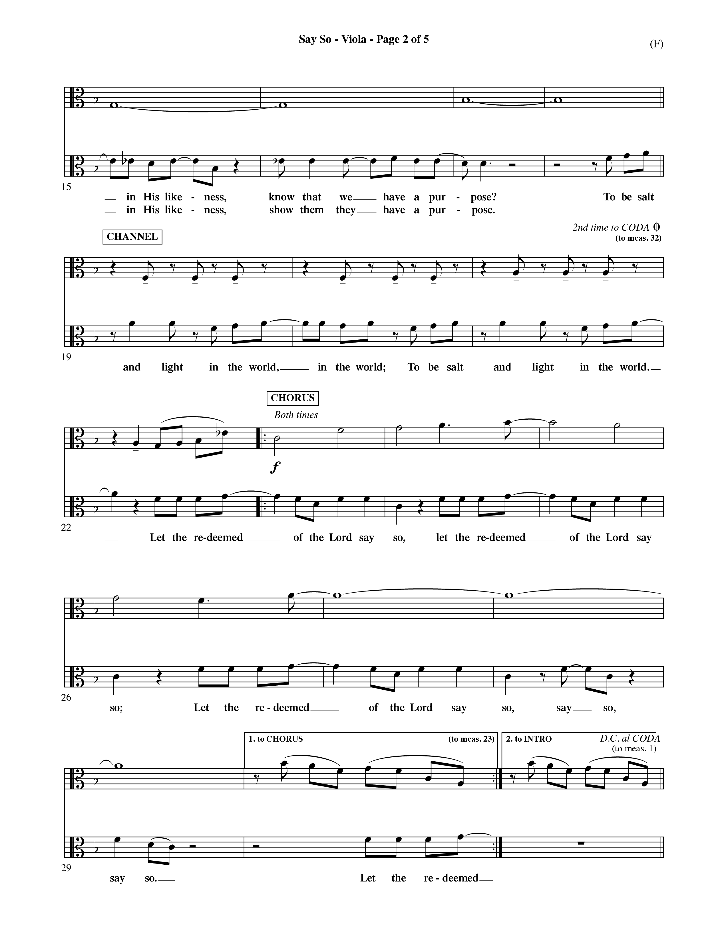 Say So (Choral Anthem SATB) Viola (Word Music Choral / Arr. Dave Williamson)