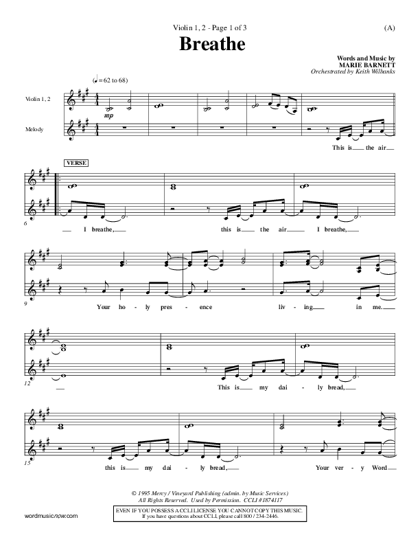 Breathe Violin 1/2 (Marie Barnett)