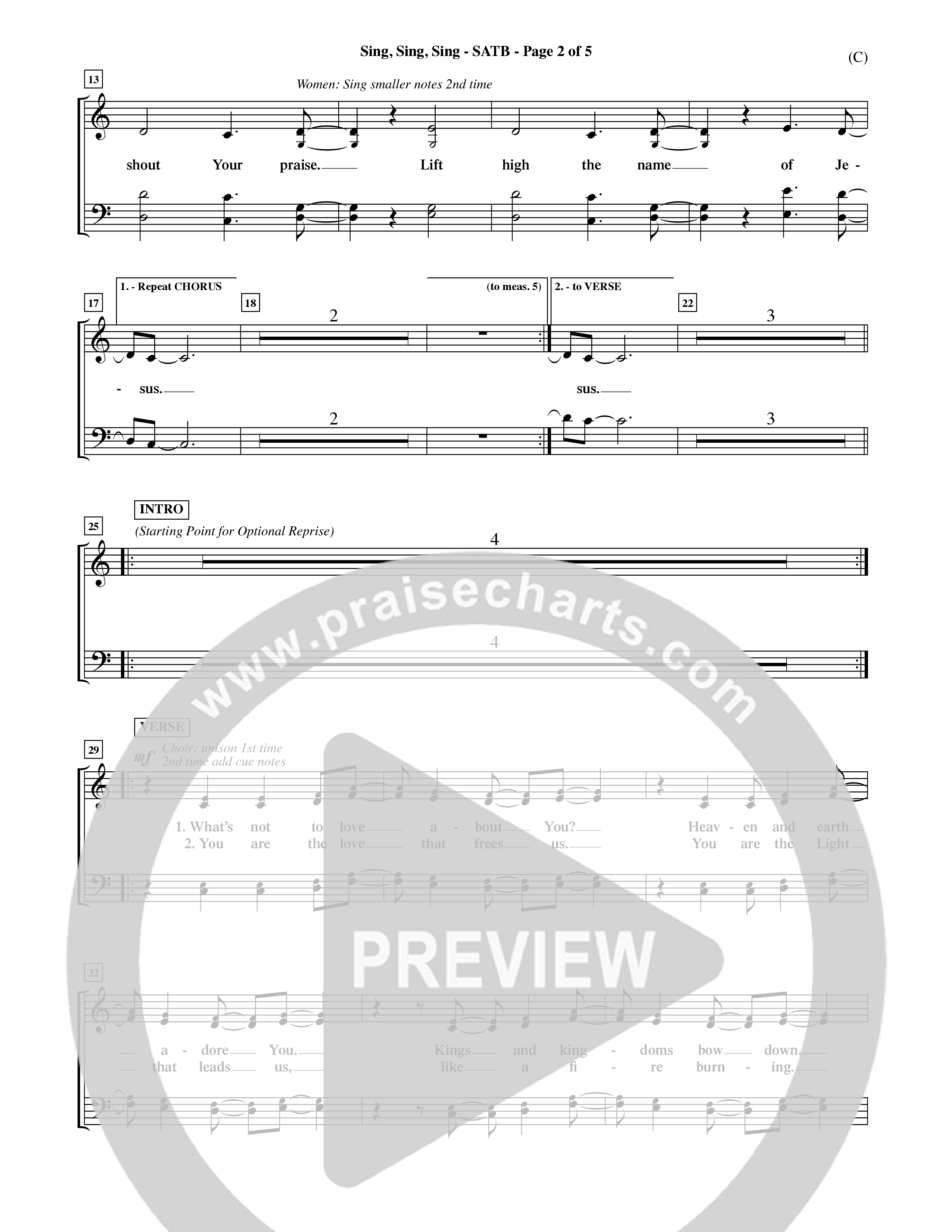 Sing Sing Sing (Choral Anthem SATB) Choir Sheet (SATB) (Word Music Choral / Arr. David Shipps)