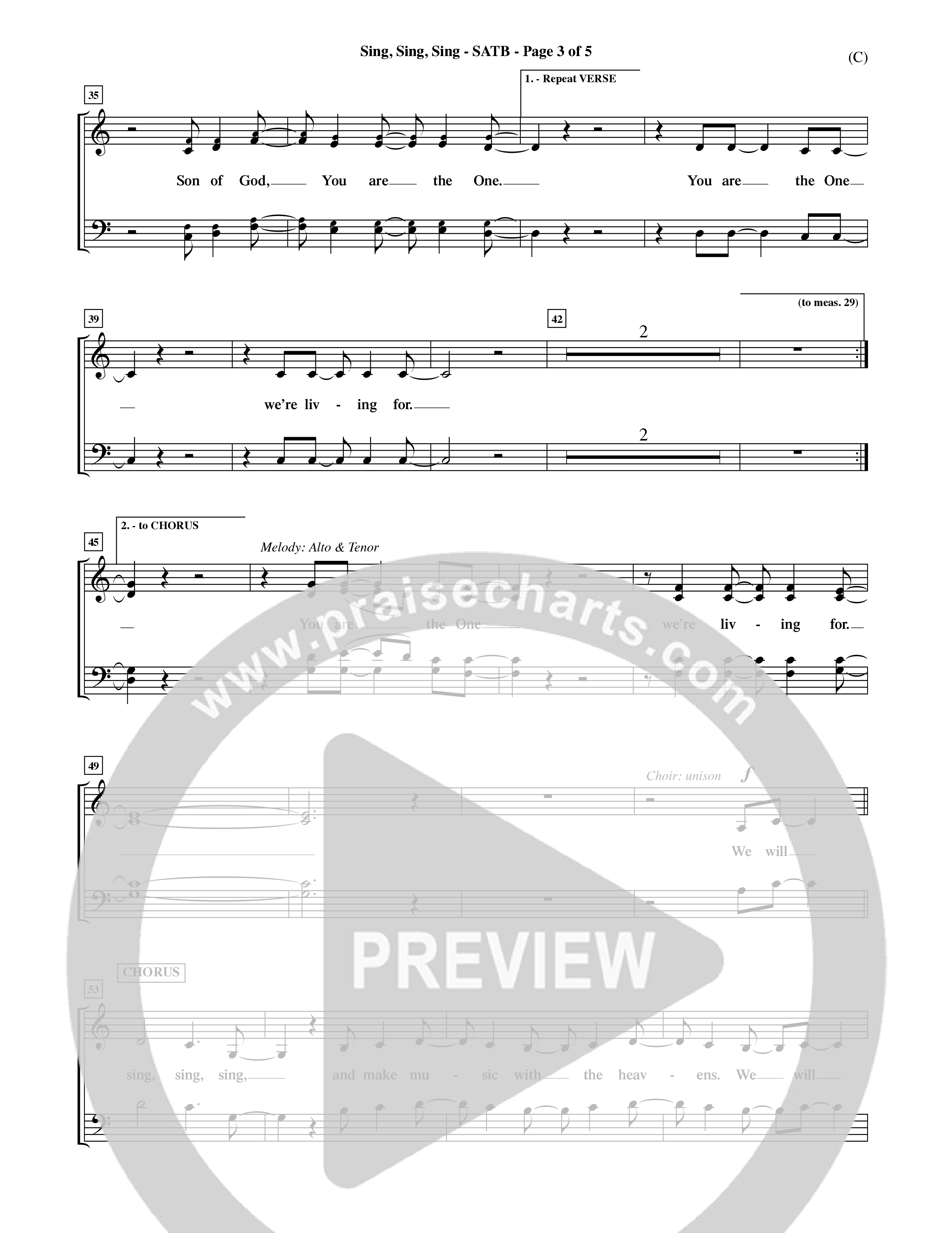 Sing Sing Sing (Choral Anthem SATB) Choir Sheet (SATB) (Word Music Choral / Arr. David Shipps)