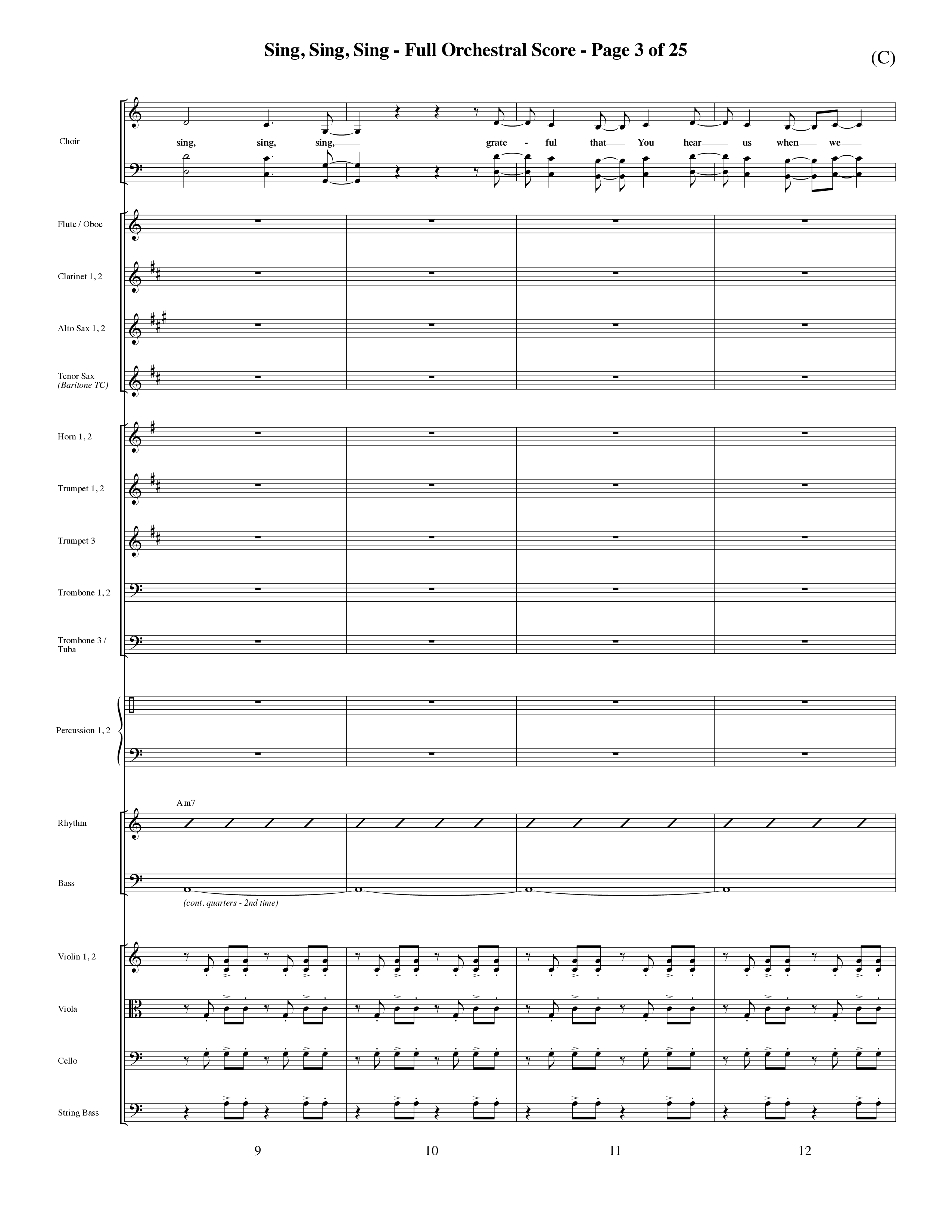Sing Sing Sing (Choral Anthem SATB) Orchestration (Word Music Choral / Arr. David Shipps)