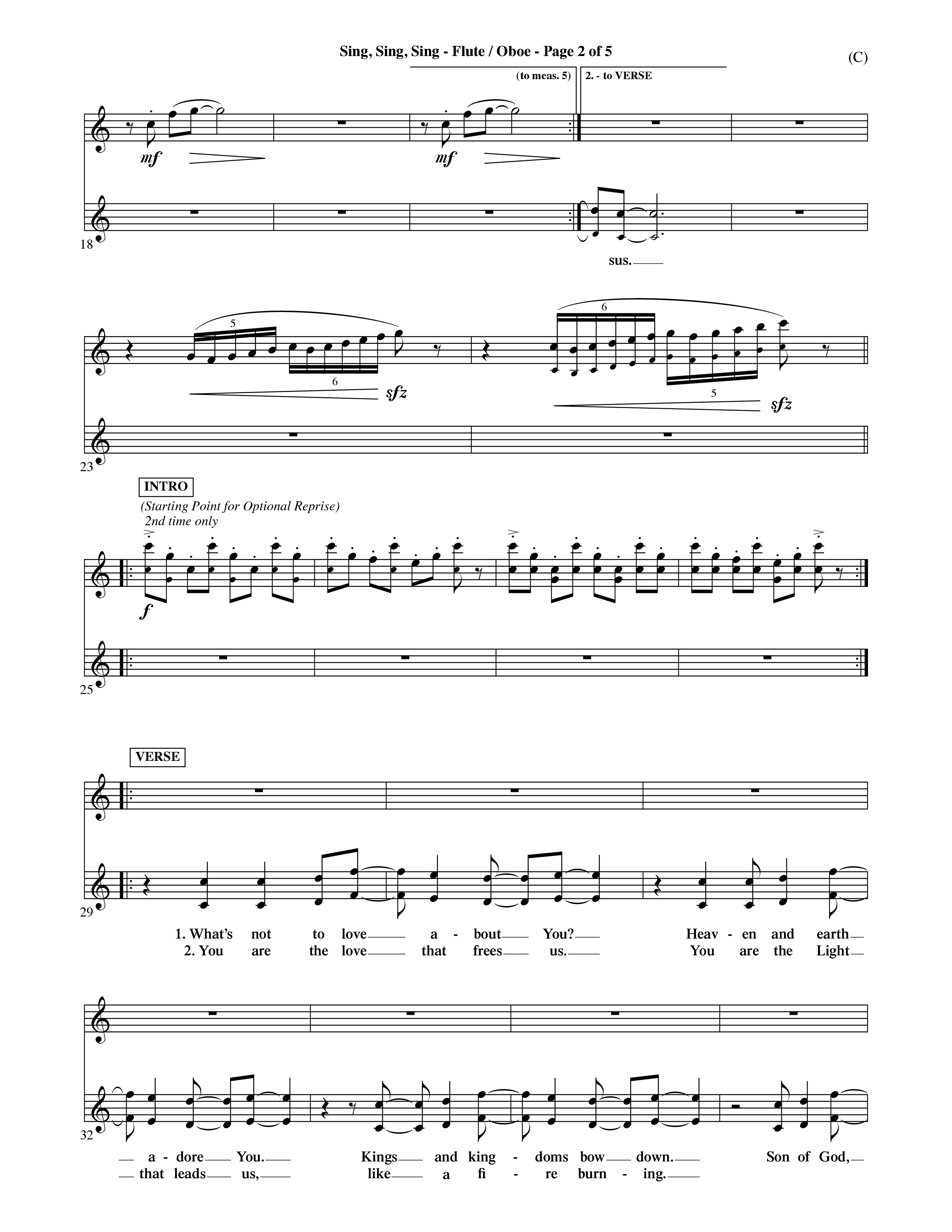Sing Sing Sing (Choral Anthem SATB) Flute/Oboe (Word Music Choral / Arr. David Shipps)