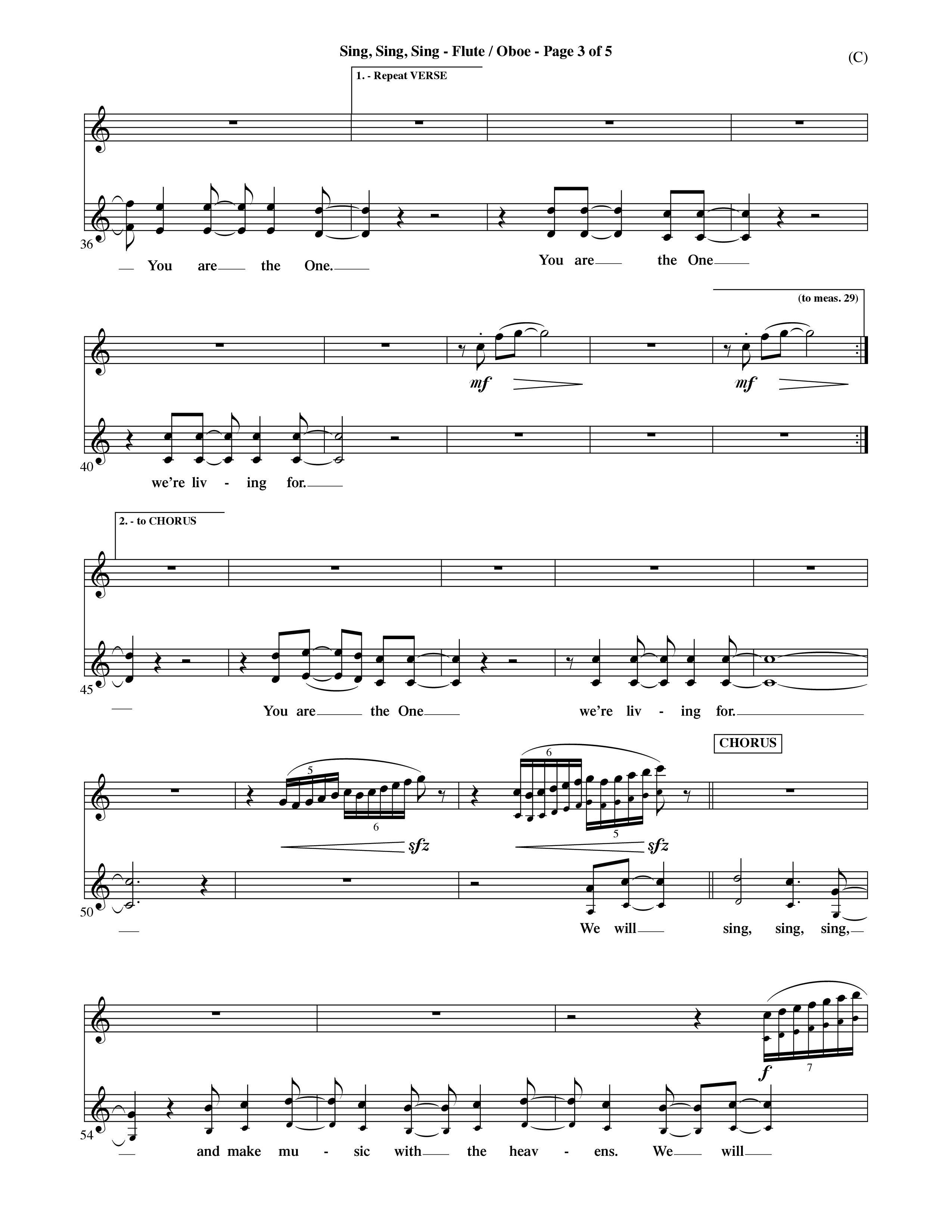 Sing Sing Sing (Choral Anthem SATB) Flute/Oboe (Word Music Choral / Arr. David Shipps)