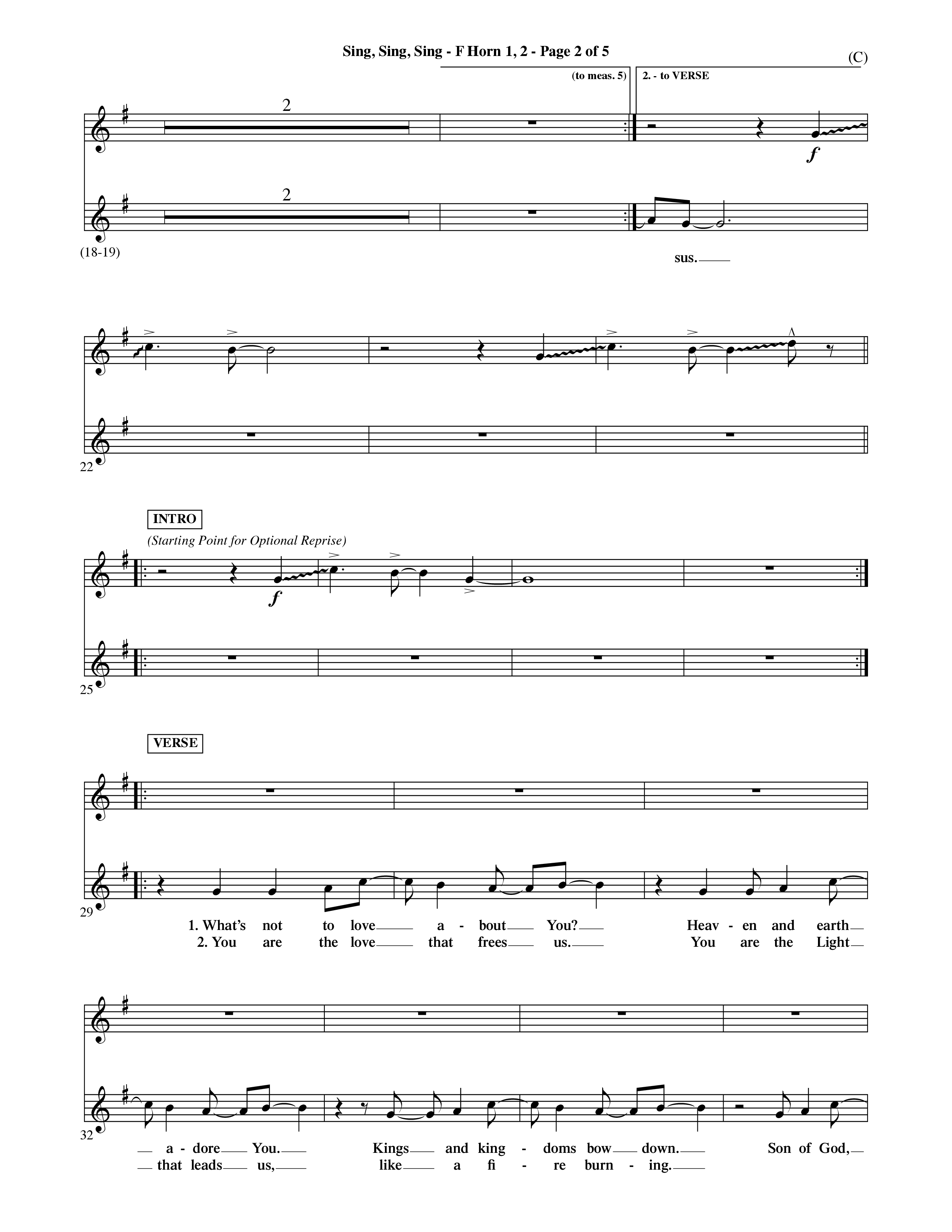 Sing Sing Sing (Choral Anthem SATB) French Horn (Word Music Choral / Arr. David Shipps)