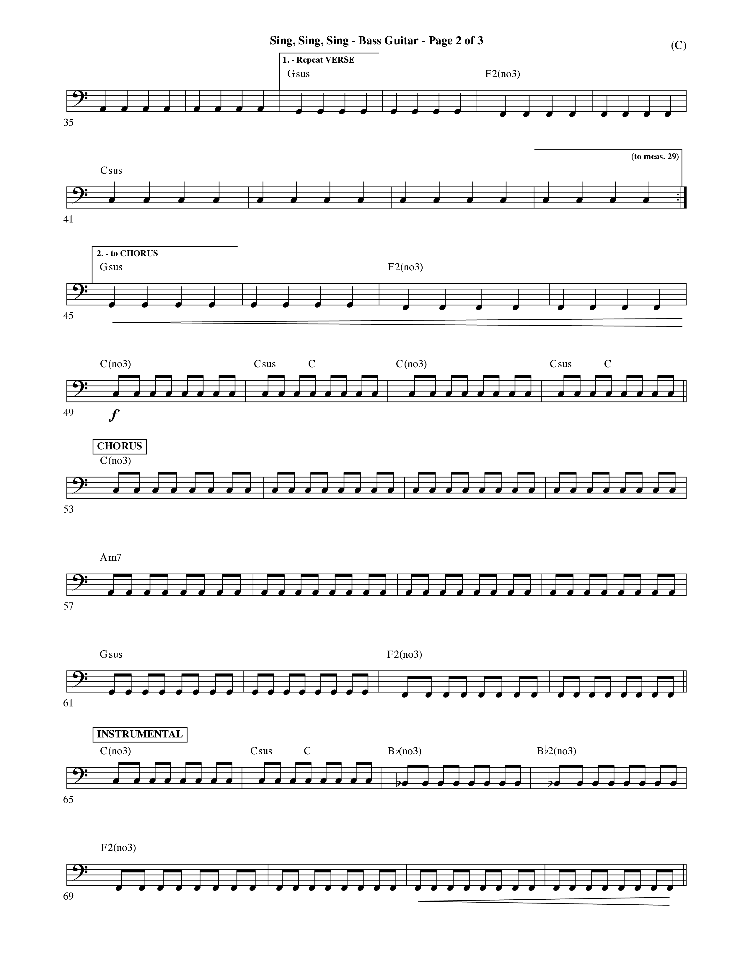 Sing Sing Sing (Choral Anthem SATB) Guitar (Word Music Choral / Arr. David Shipps)
