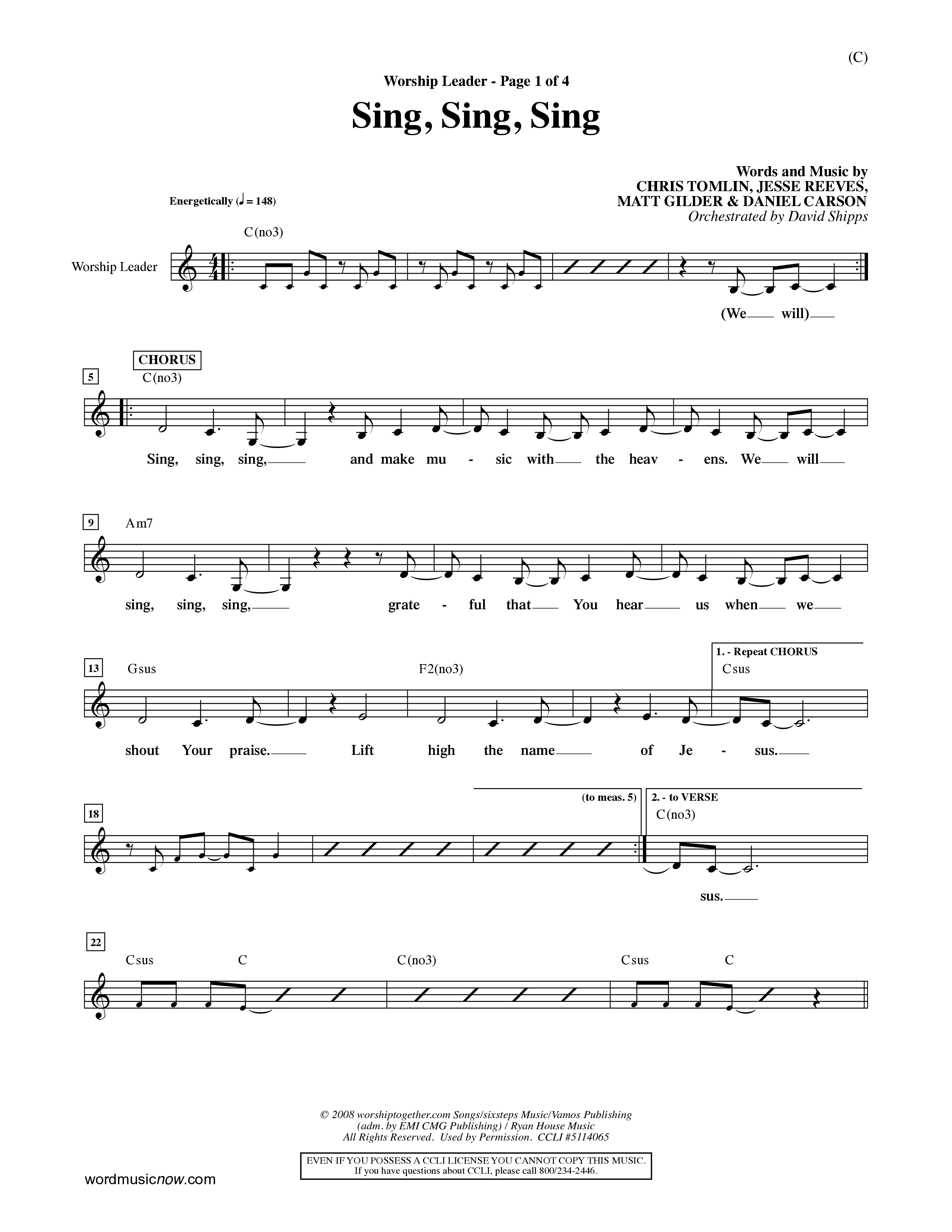 Sing Sing Sing (Choral Anthem SATB) Rhythm Pack (Word Music Choral / Arr. David Shipps)