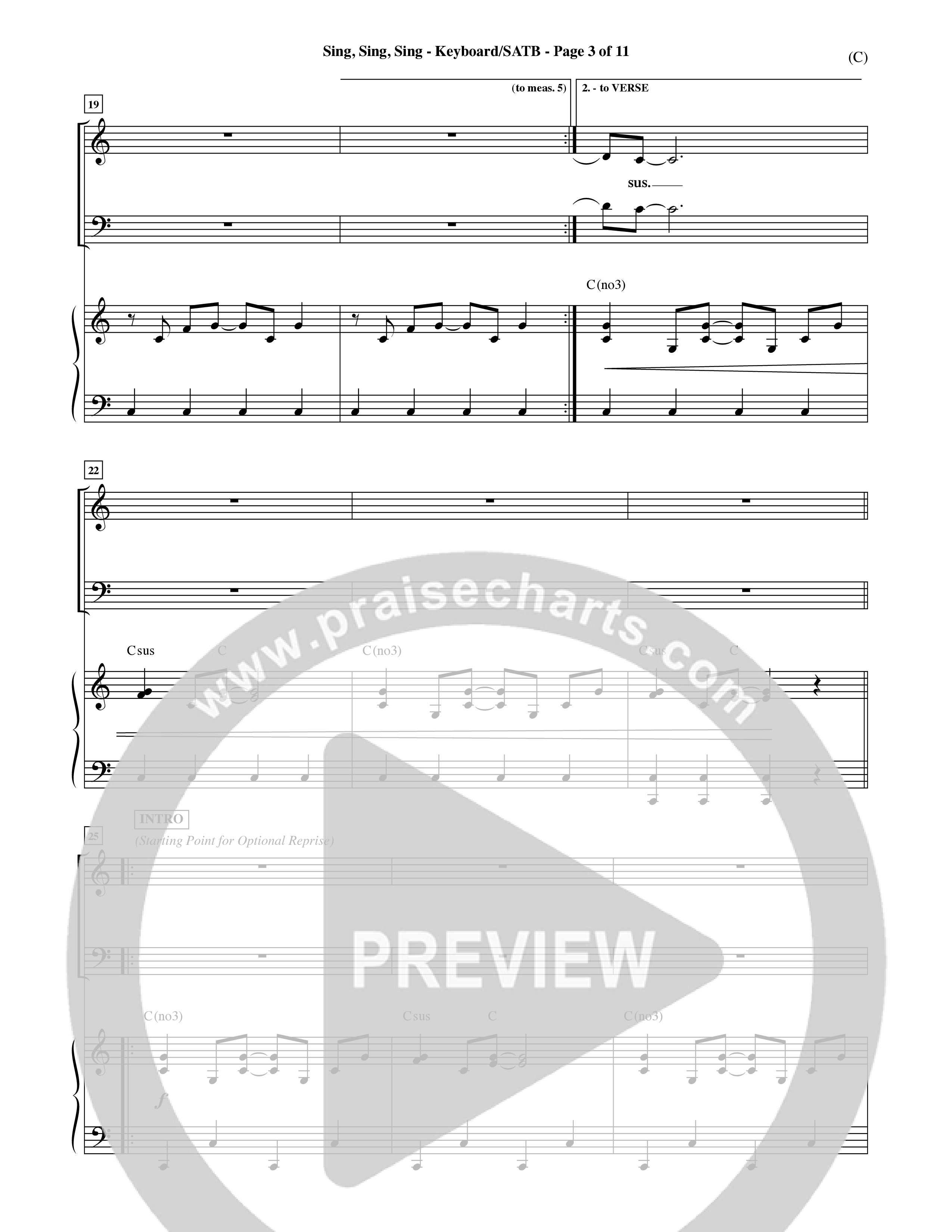 Sing Sing Sing (Choral Anthem SATB) Keyboard/Vocal (SATB) (Word Music Choral / Arr. David Shipps)
