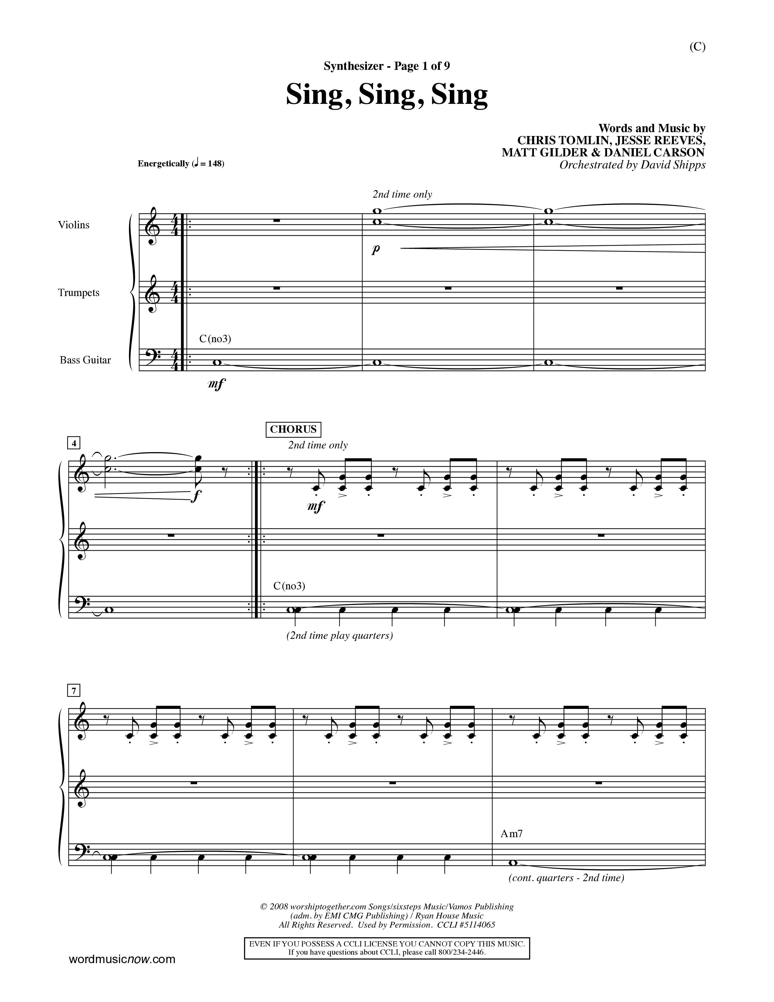 Sing Sing Sing (Choral Anthem SATB) Synth (Word Music Choral / Arr. David Shipps)