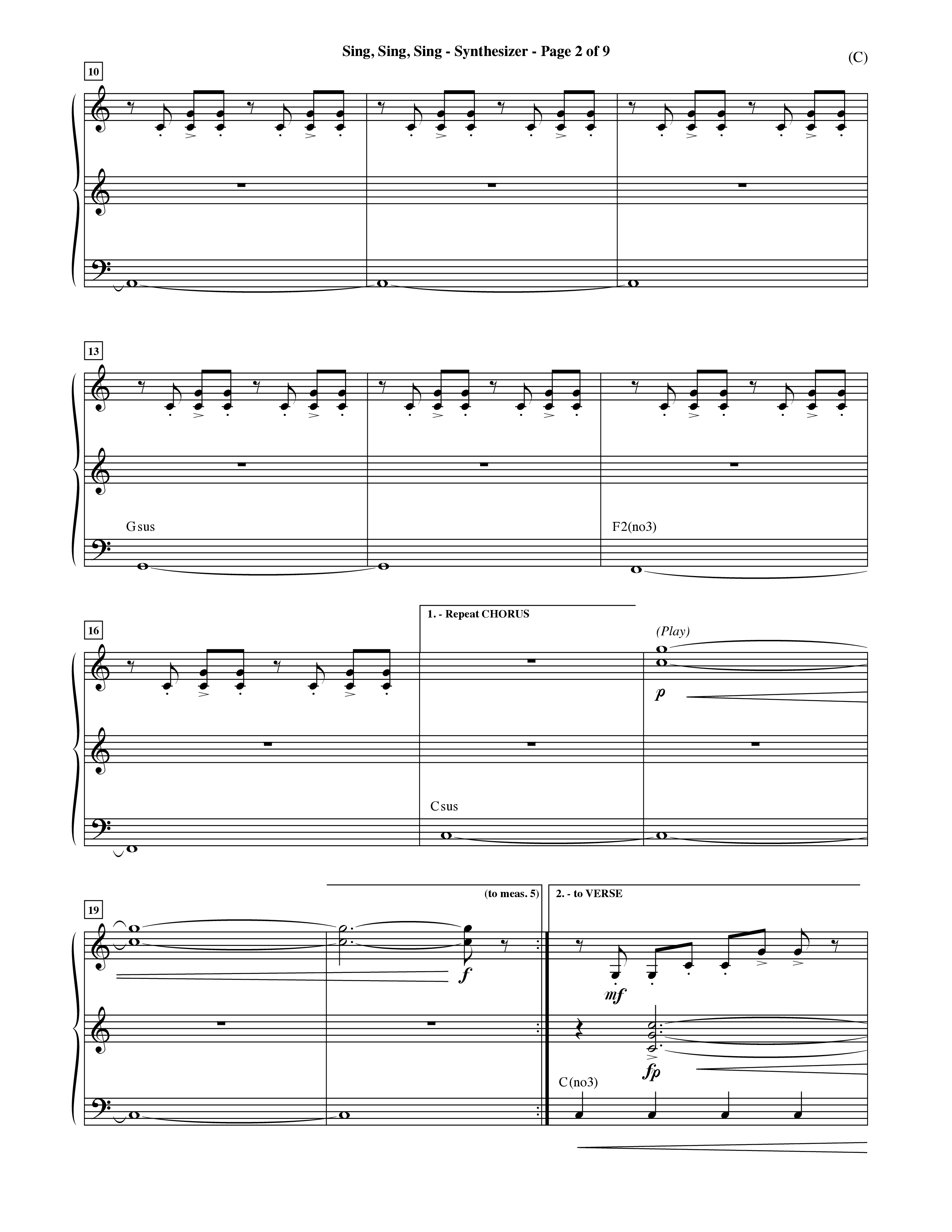 Sing Sing Sing (Choral Anthem SATB) Synth (Word Music Choral / Arr. David Shipps)