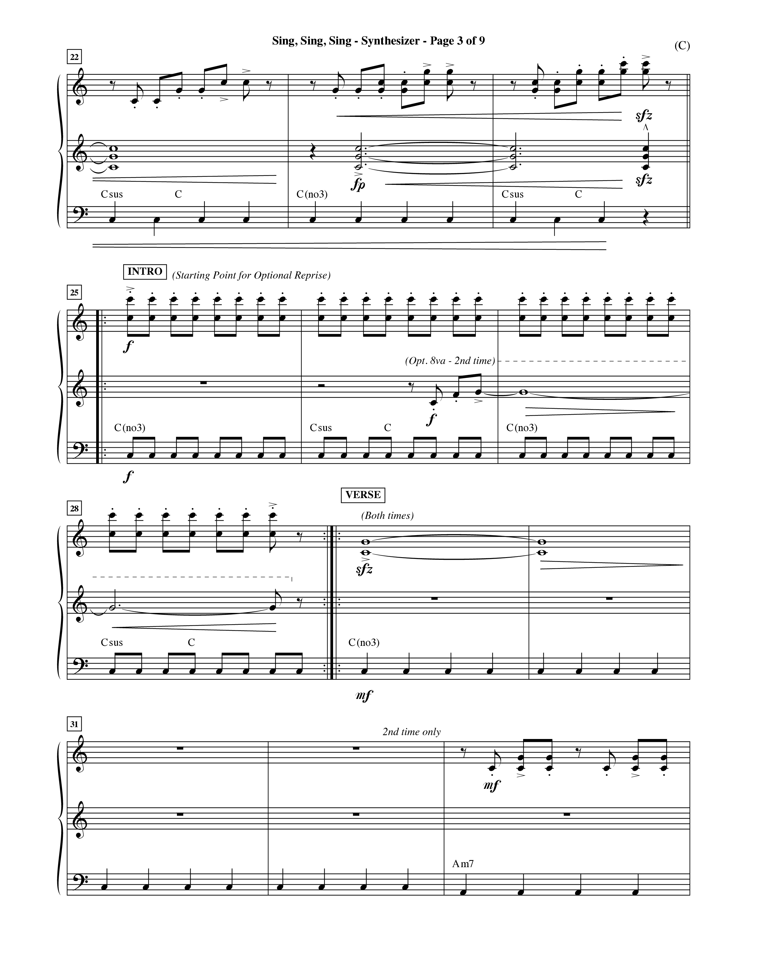 Sing Sing Sing (Choral Anthem SATB) Synth (Word Music Choral / Arr. David Shipps)