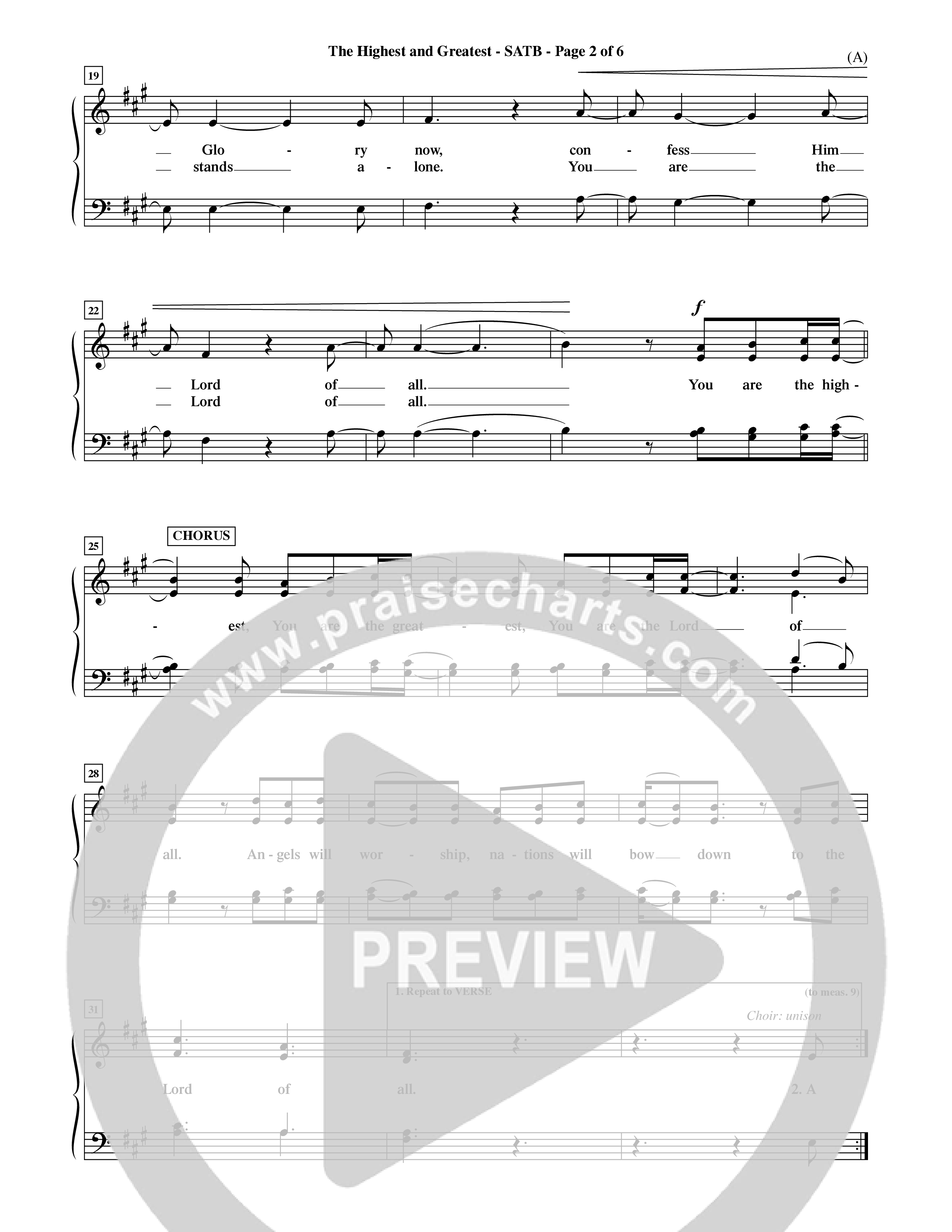 The Highest And The Greatest (Choral Anthem SATB) Choir Sheet (SATB) (Word Music Choral / Arr. David Shipps)