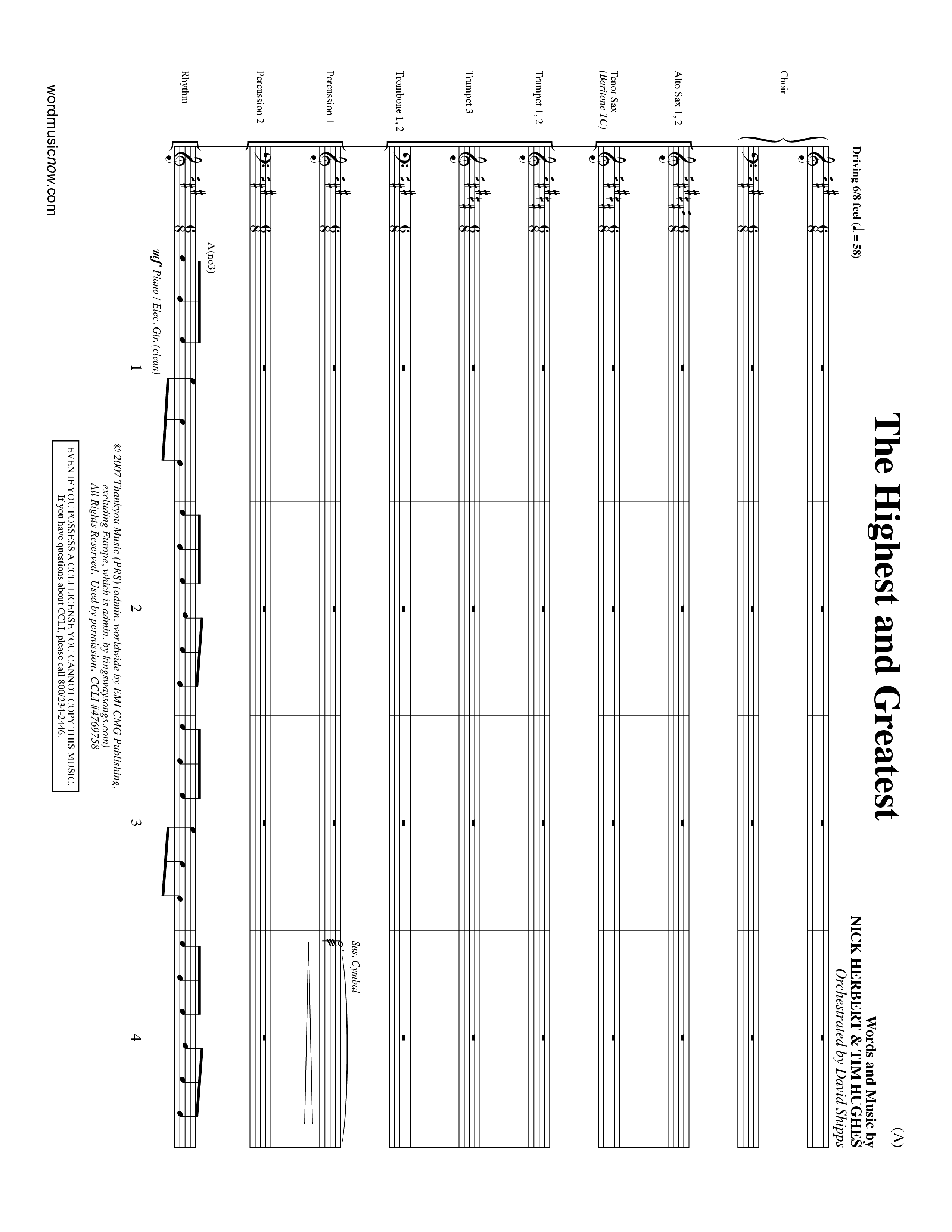 The Highest And The Greatest (Choral Anthem SATB) Conductor's Score (Word Music Choral / Arr. David Shipps)
