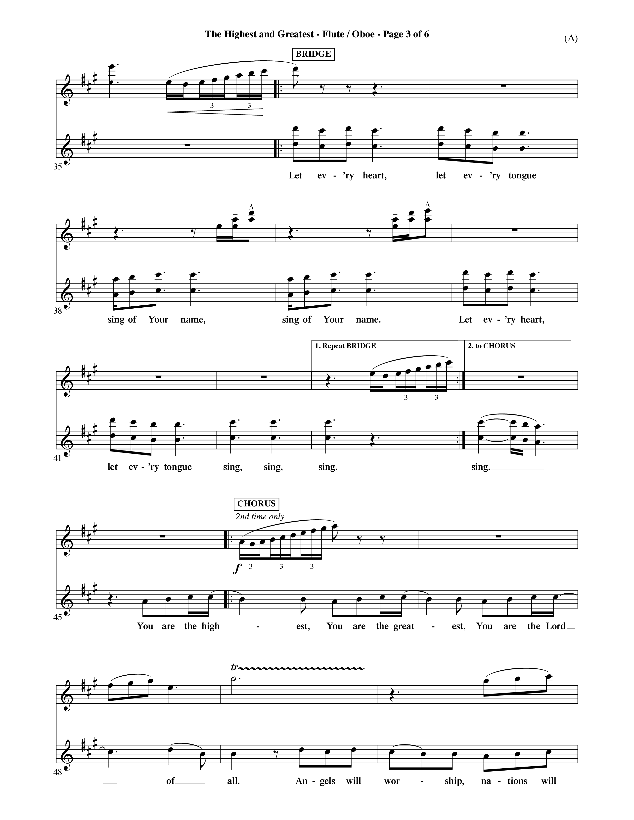 The Highest And The Greatest (Choral Anthem SATB) Flute/Oboe (Word Music Choral / Arr. David Shipps)