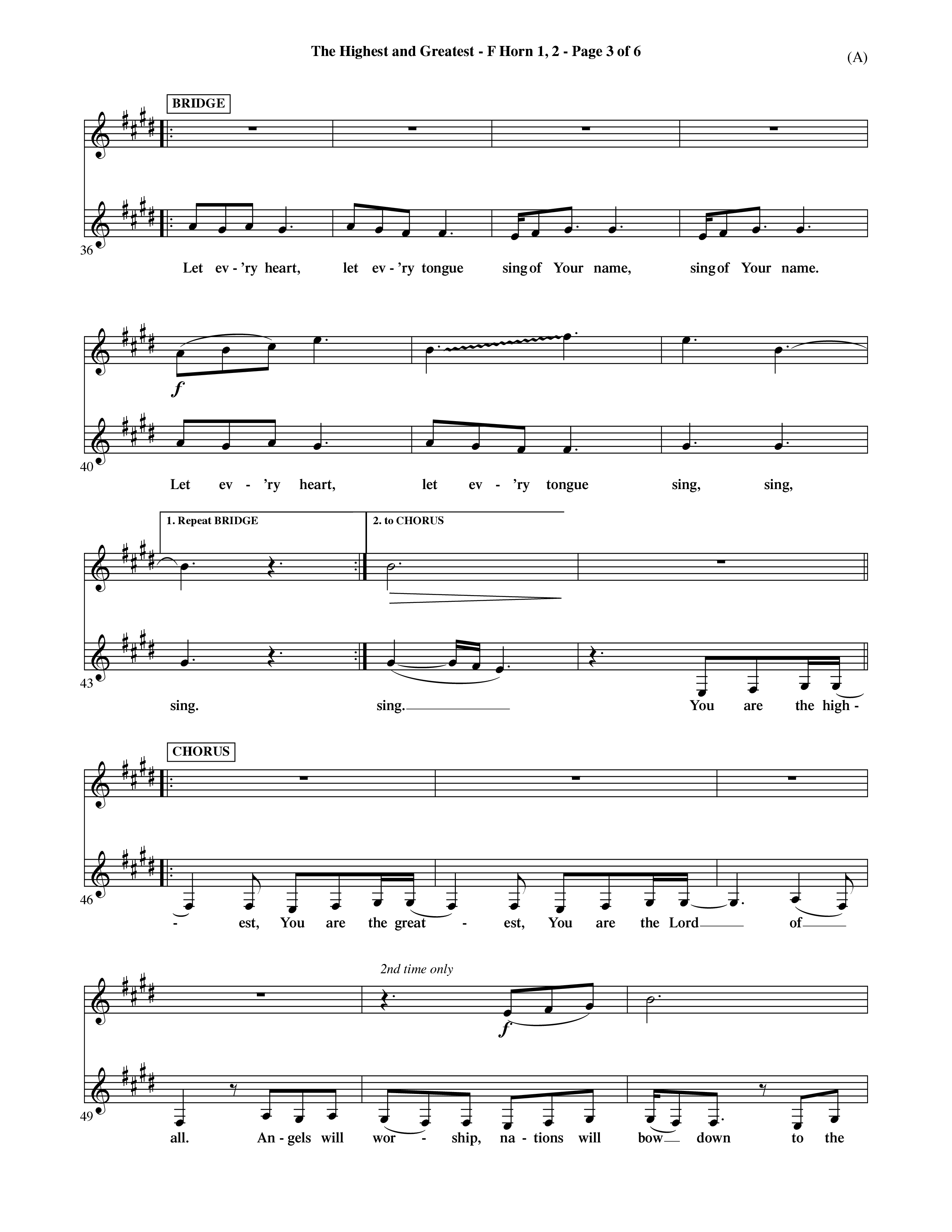 The Highest And The Greatest (Choral Anthem SATB) French Horn (Word Music Choral / Arr. David Shipps)