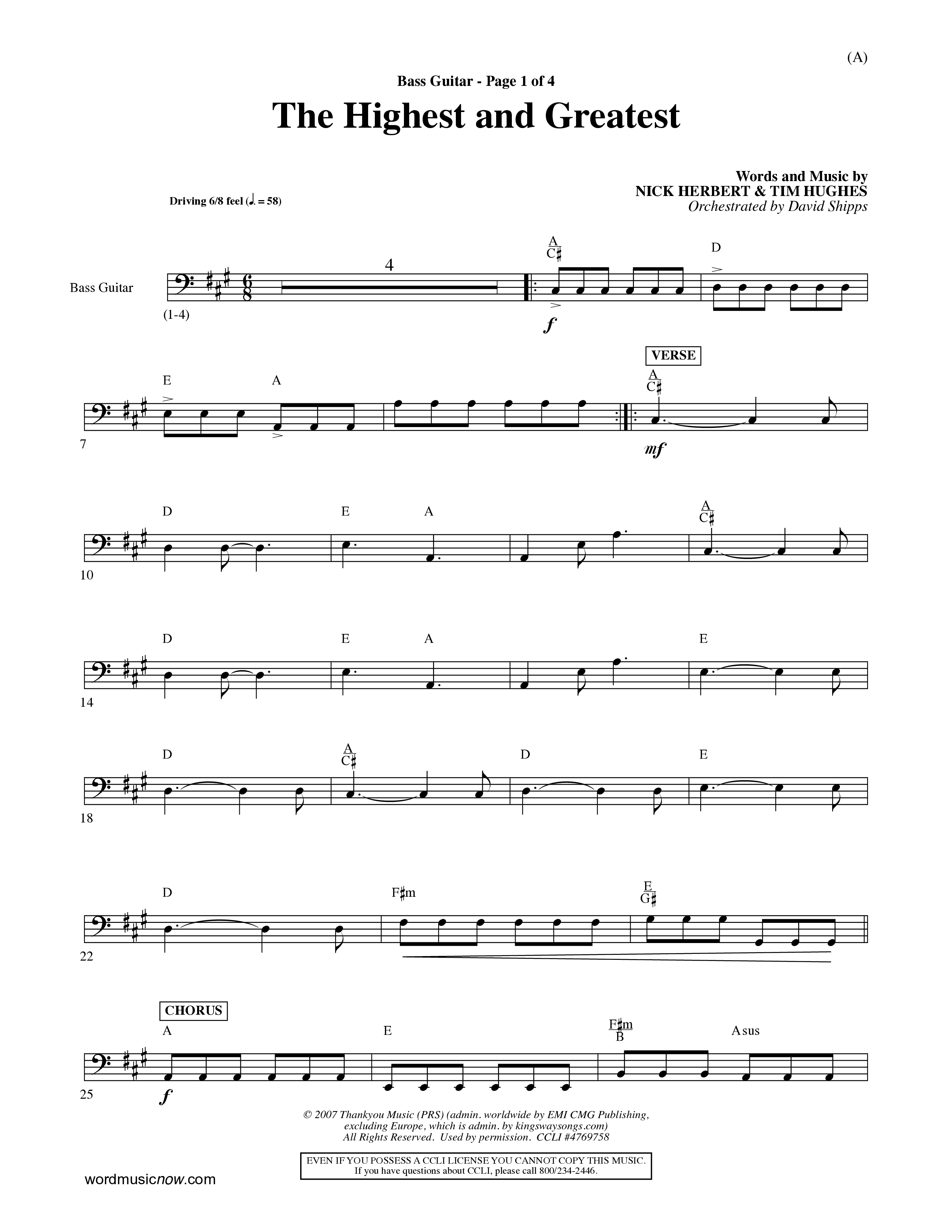 The Highest And The Greatest (Choral Anthem SATB) Guitar (Word Music Choral / Arr. David Shipps)