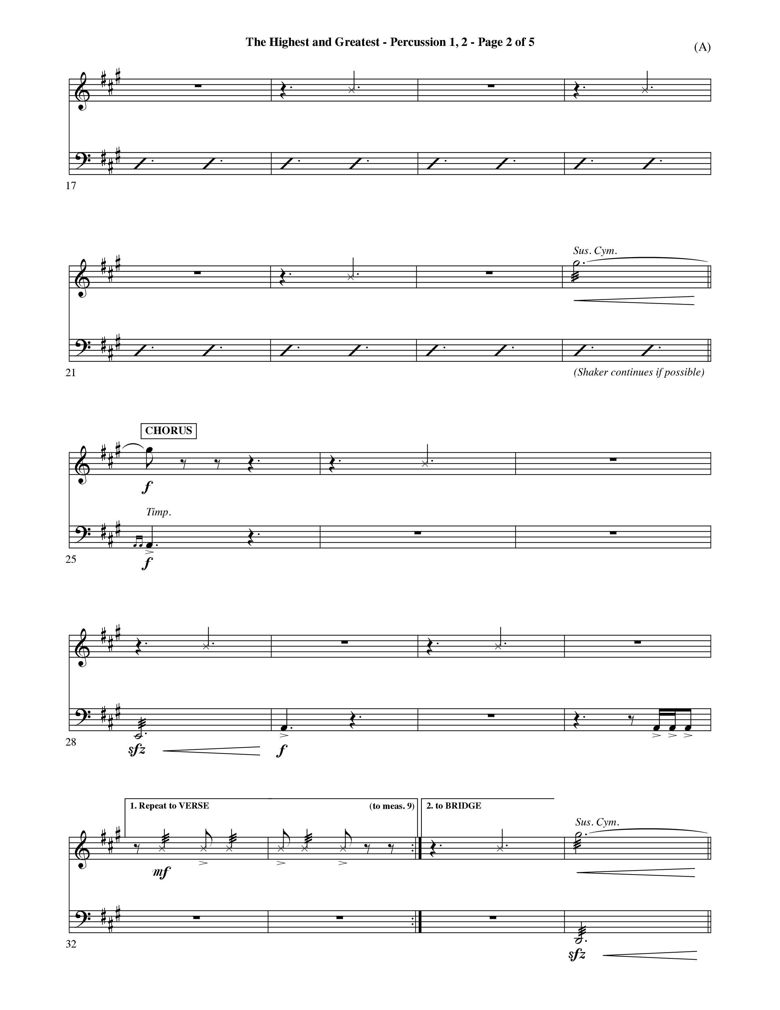 The Highest And The Greatest (Choral Anthem SATB) Percussion 1/2 (Word Music Choral / Arr. David Shipps)