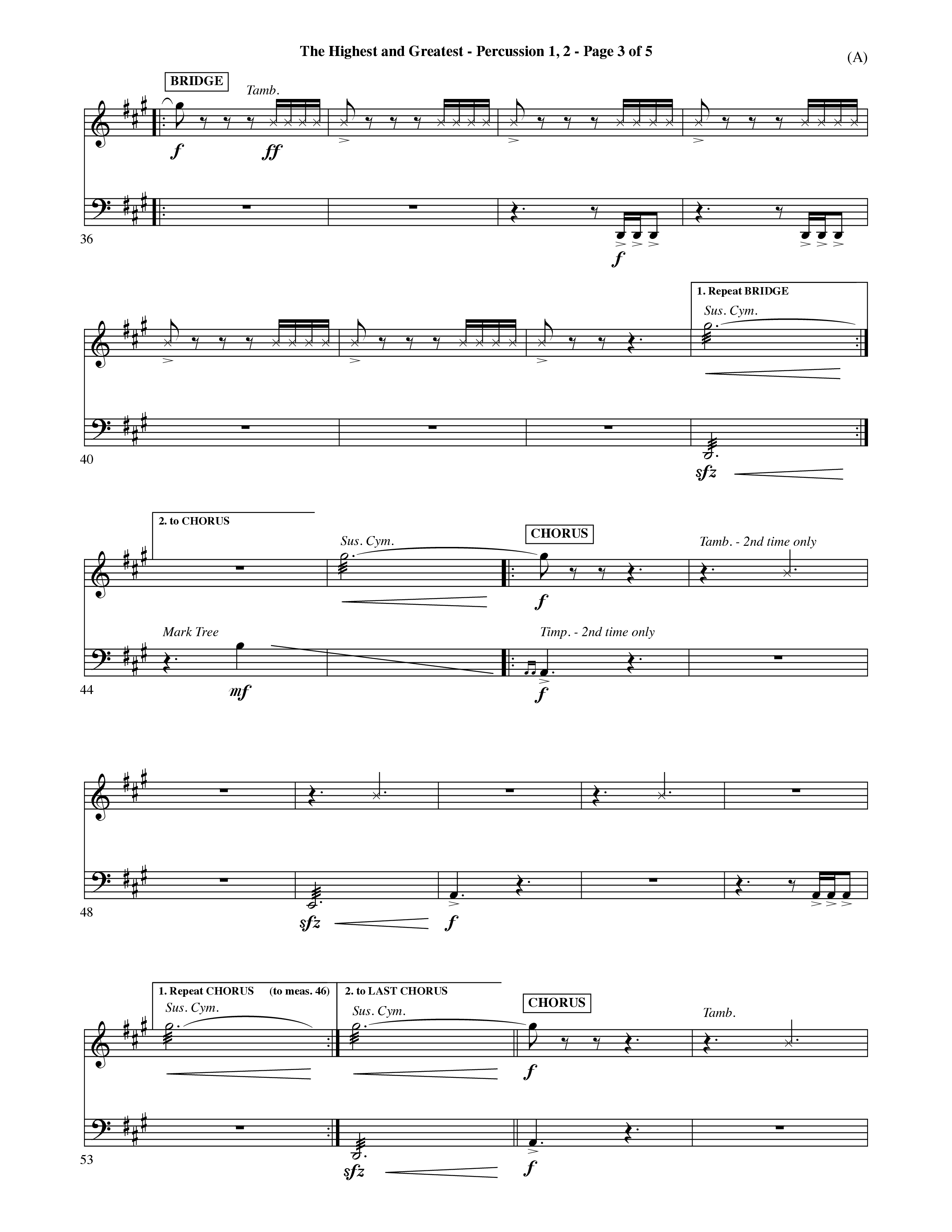 The Highest And The Greatest (Choral Anthem SATB) Percussion 1/2 (Word Music Choral / Arr. David Shipps)
