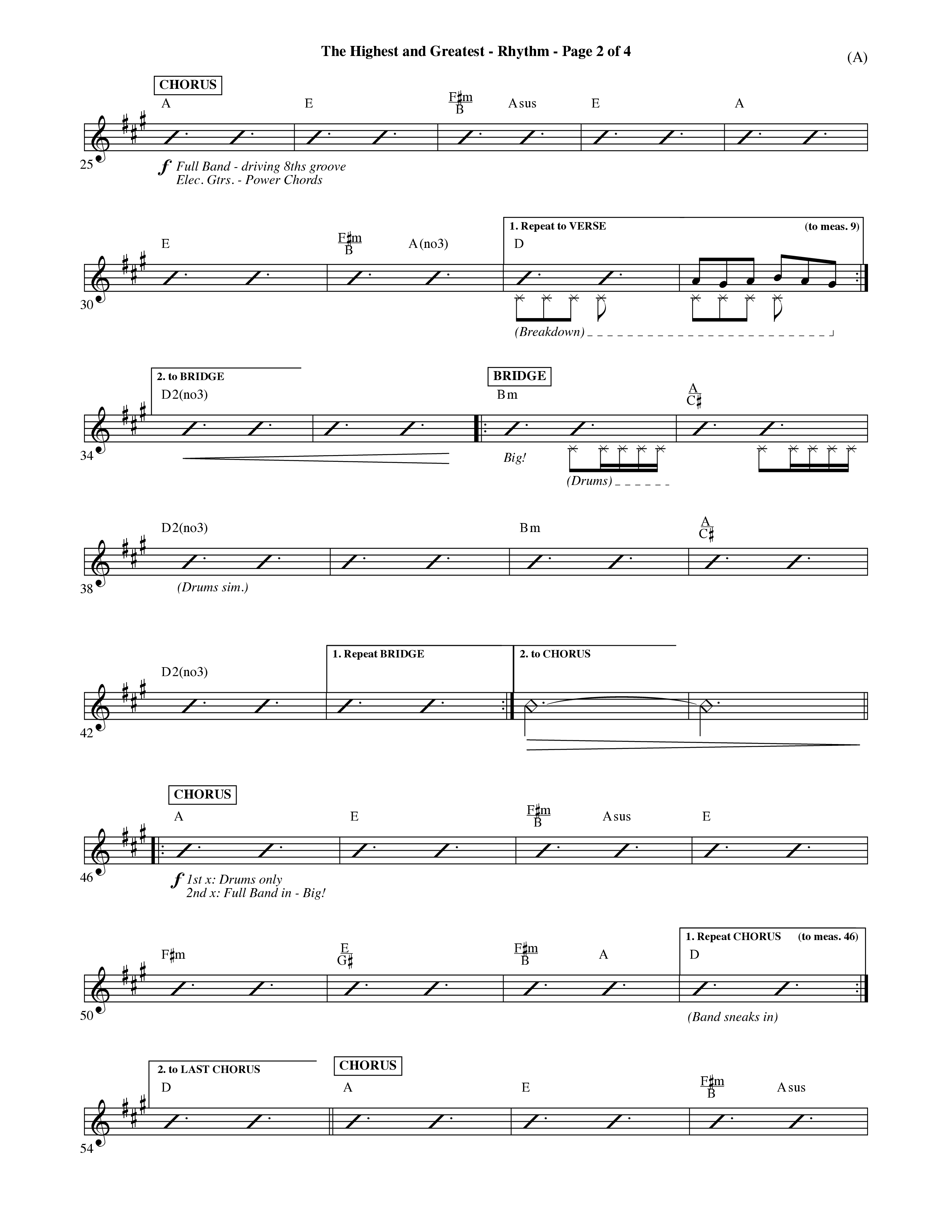 The Highest And The Greatest (Choral Anthem SATB) Rhythm Chart (Word Music Choral / Arr. David Shipps)