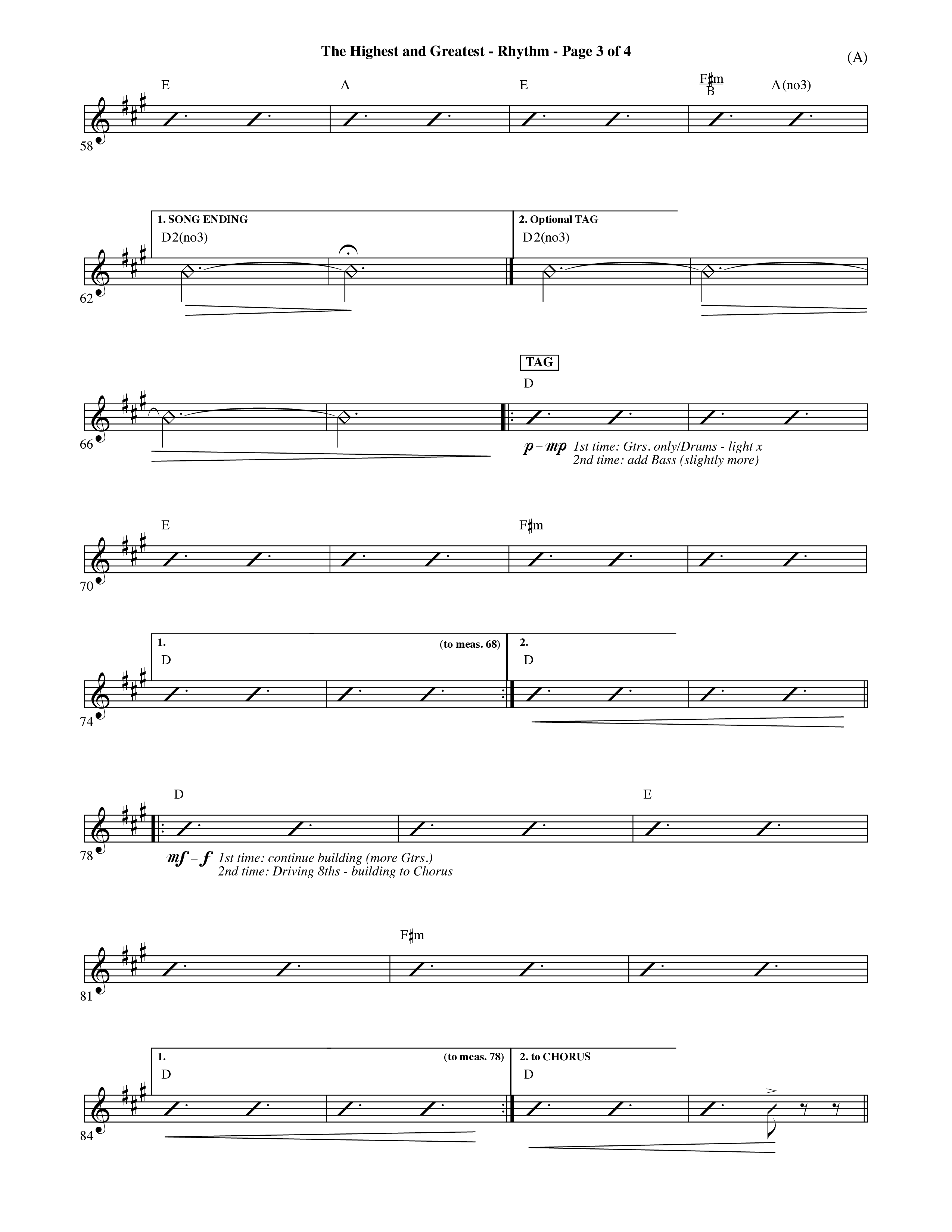 The Highest And The Greatest (Choral Anthem SATB) Rhythm Chart (Word Music Choral / Arr. David Shipps)