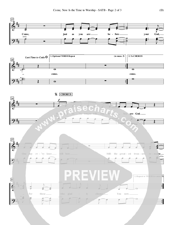 Come Now Is The Time To Worship Choir Sheet (SATB) (Brian Doerksen)