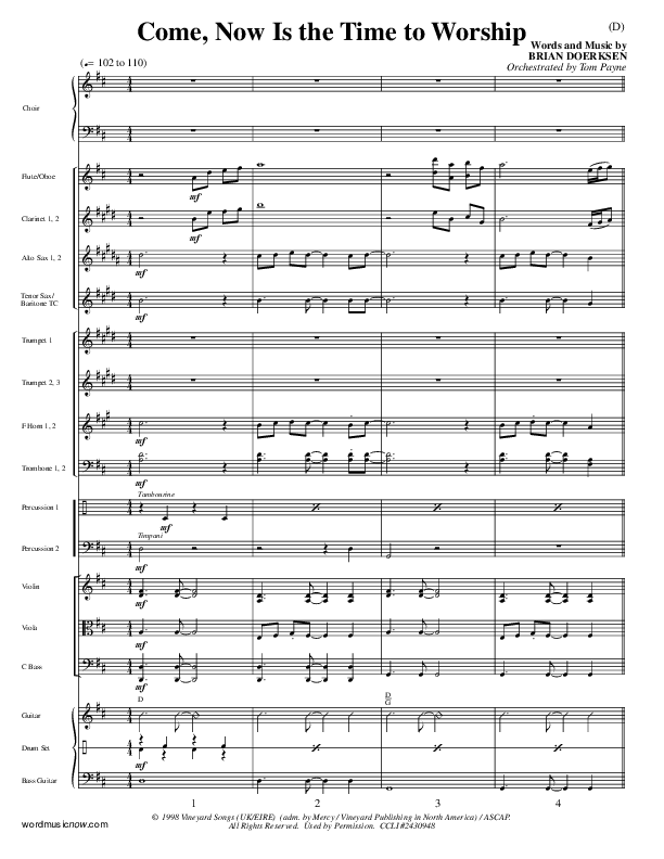 Come Now Is The Time To Worship Conductor's Score (Brian Doerksen)