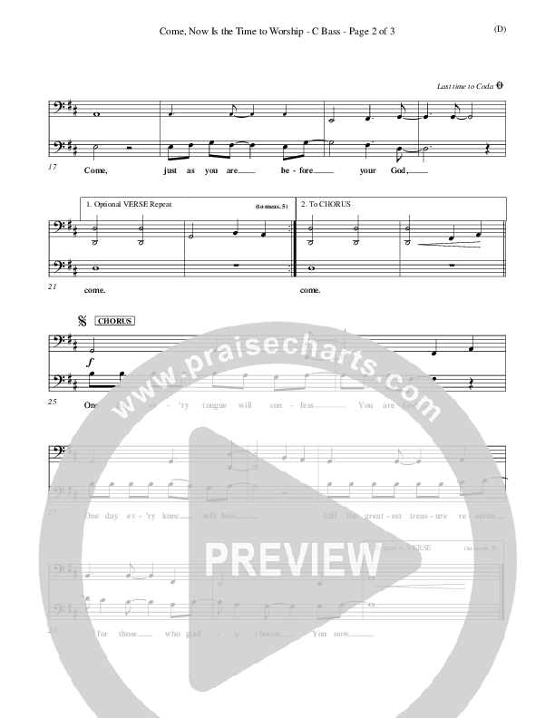 Come Now Is The Time To Worship Contrabass (Brian Doerksen)