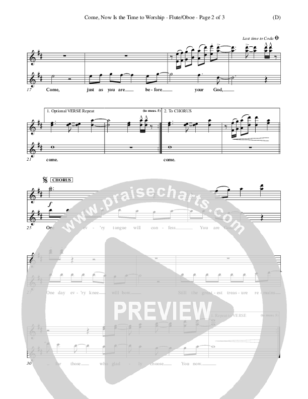 Come Now Is The Time To Worship Flute/Oboe (Brian Doerksen)