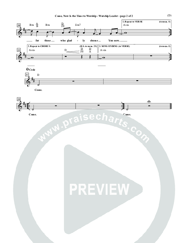 Come Now Is The Time To Worship Lead Sheet (SAT) (Brian Doerksen)
