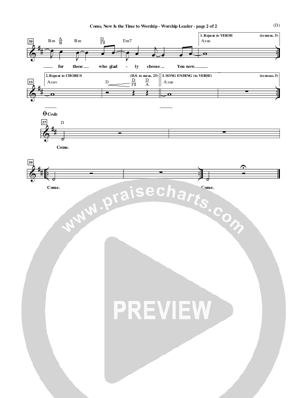 Come Now Is The Time To Worship Lead Sheet (Brian Doerksen)