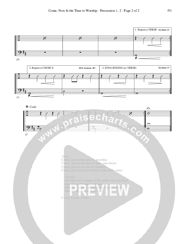 Come Now Is The Time To Worship Percussion 1/2 (Brian Doerksen)