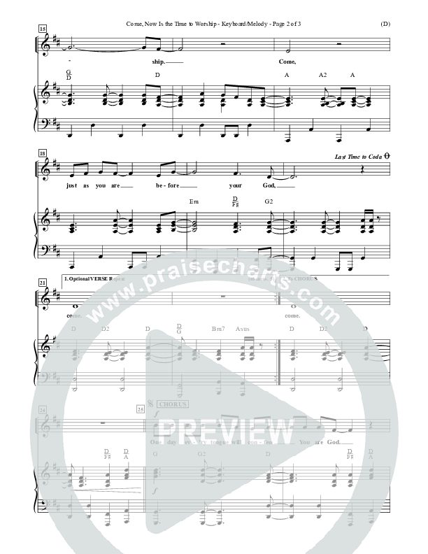 Come Now Is The Time To Worship Piano Sheet (Brian Doerksen)