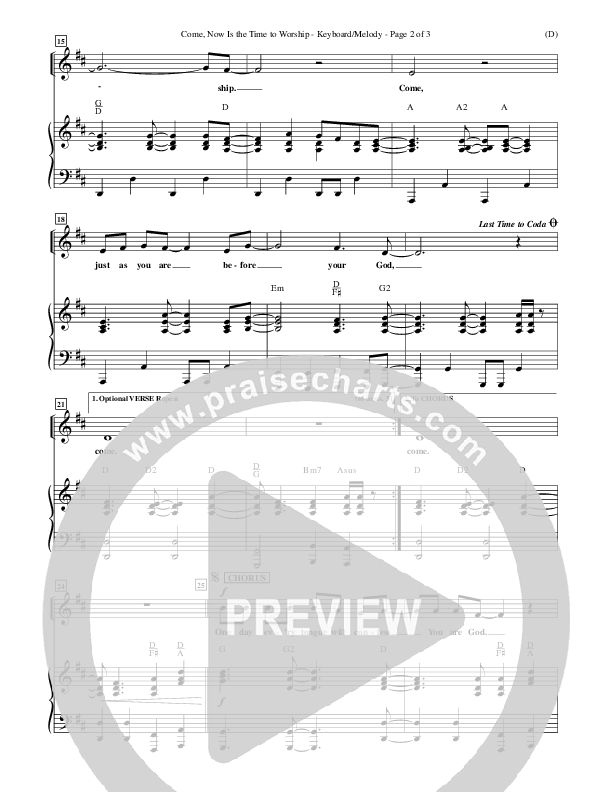 Come Now Is The Time To Worship Piano/Vocal (Brian Doerksen)