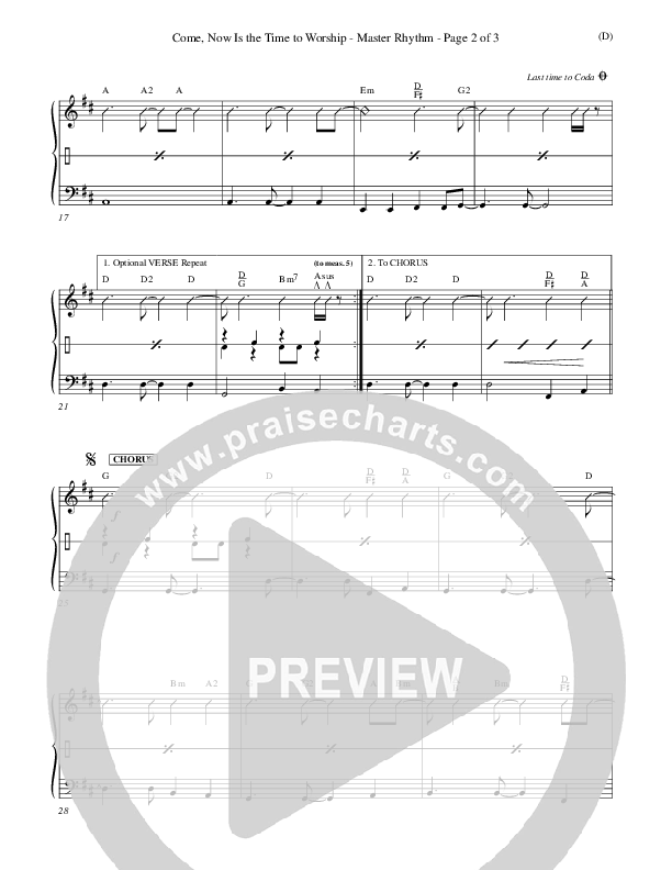 Come Now Is The Time To Worship Rhythm Chart (Brian Doerksen)