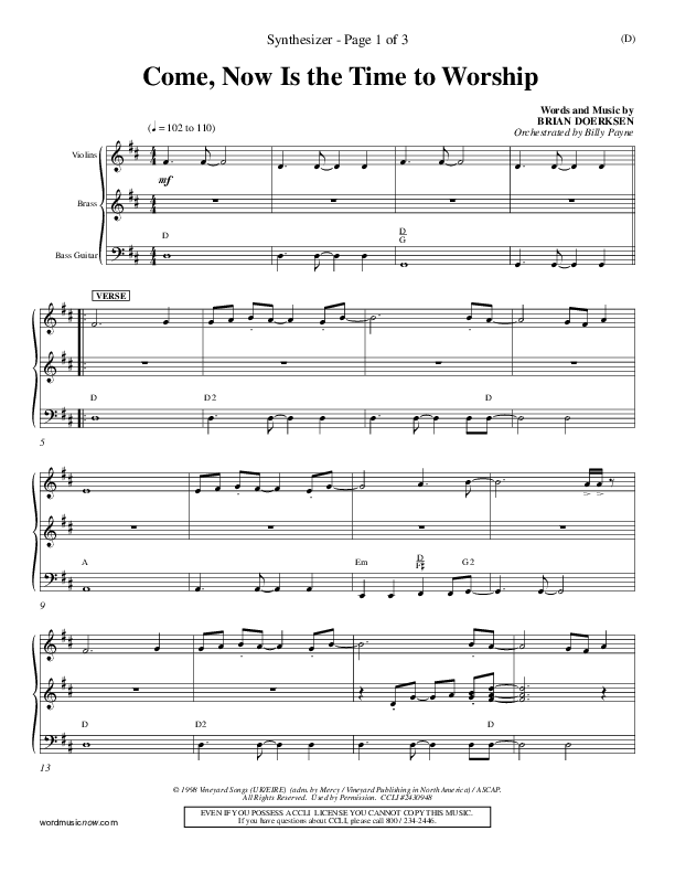 Come Now Is The Time To Worship Synth (Brian Doerksen)
