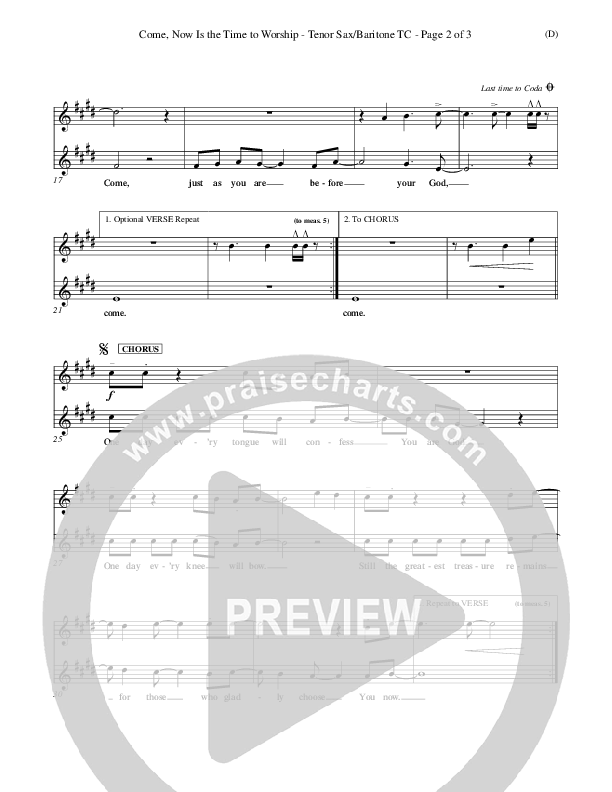 Come Now Is The Time To Worship Tenor Sax 2 (Brian Doerksen)