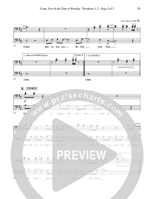 Come Now Is The Time To Worship Trombone 1/2 (Brian Doerksen)