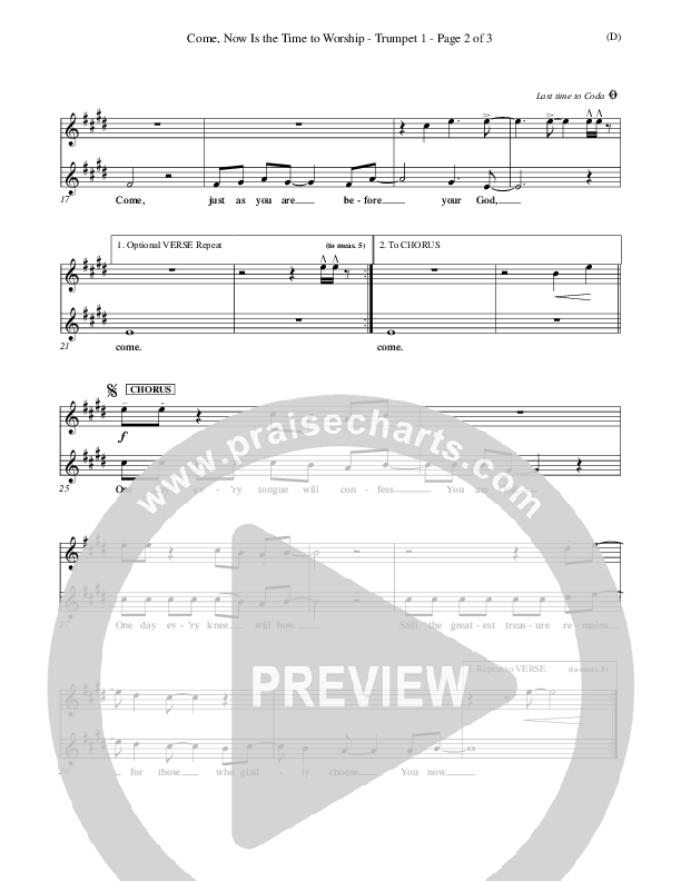 Come Now Is The Time To Worship Trumpet 1 (Brian Doerksen)