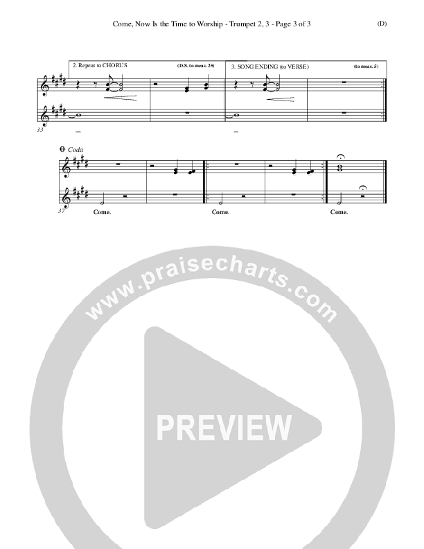Come Now Is The Time To Worship Trumpet 2/3 (Brian Doerksen)