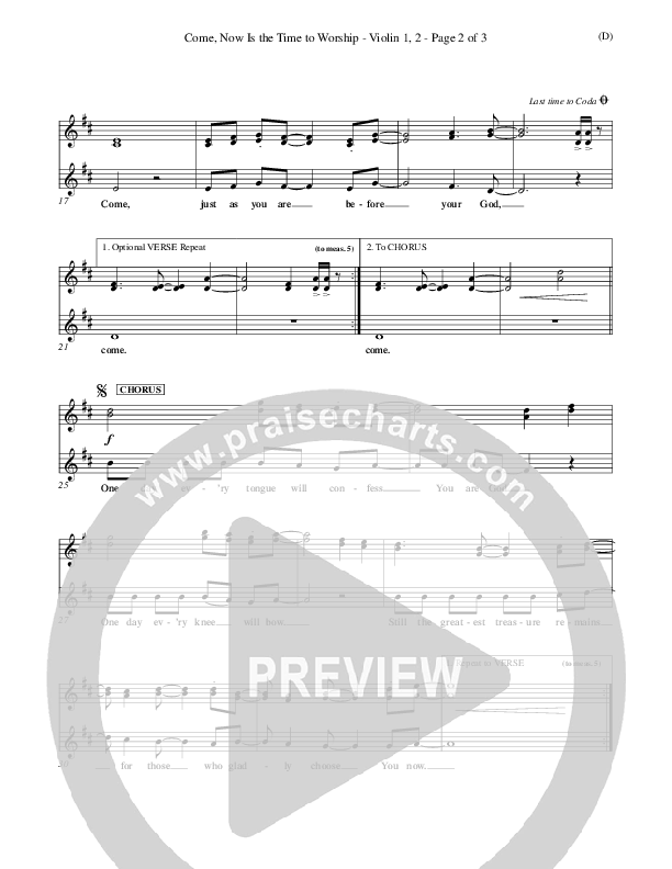 Come Now Is The Time To Worship Violin 1/2 (Brian Doerksen)