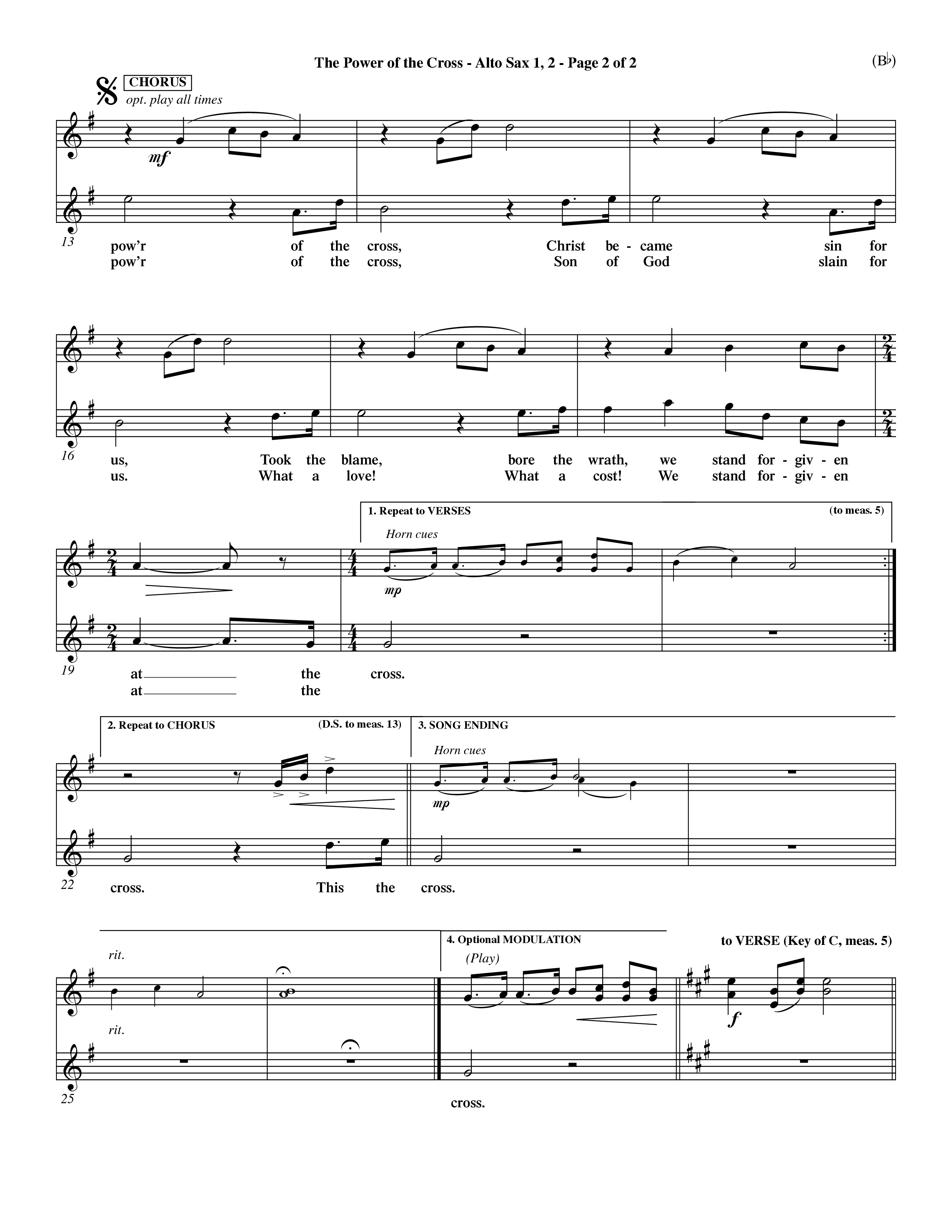 The Power Of The Cross (Choral Anthem SATB) Alto Sax 1/2 (Word Music Choral / Orch. David Winkler)